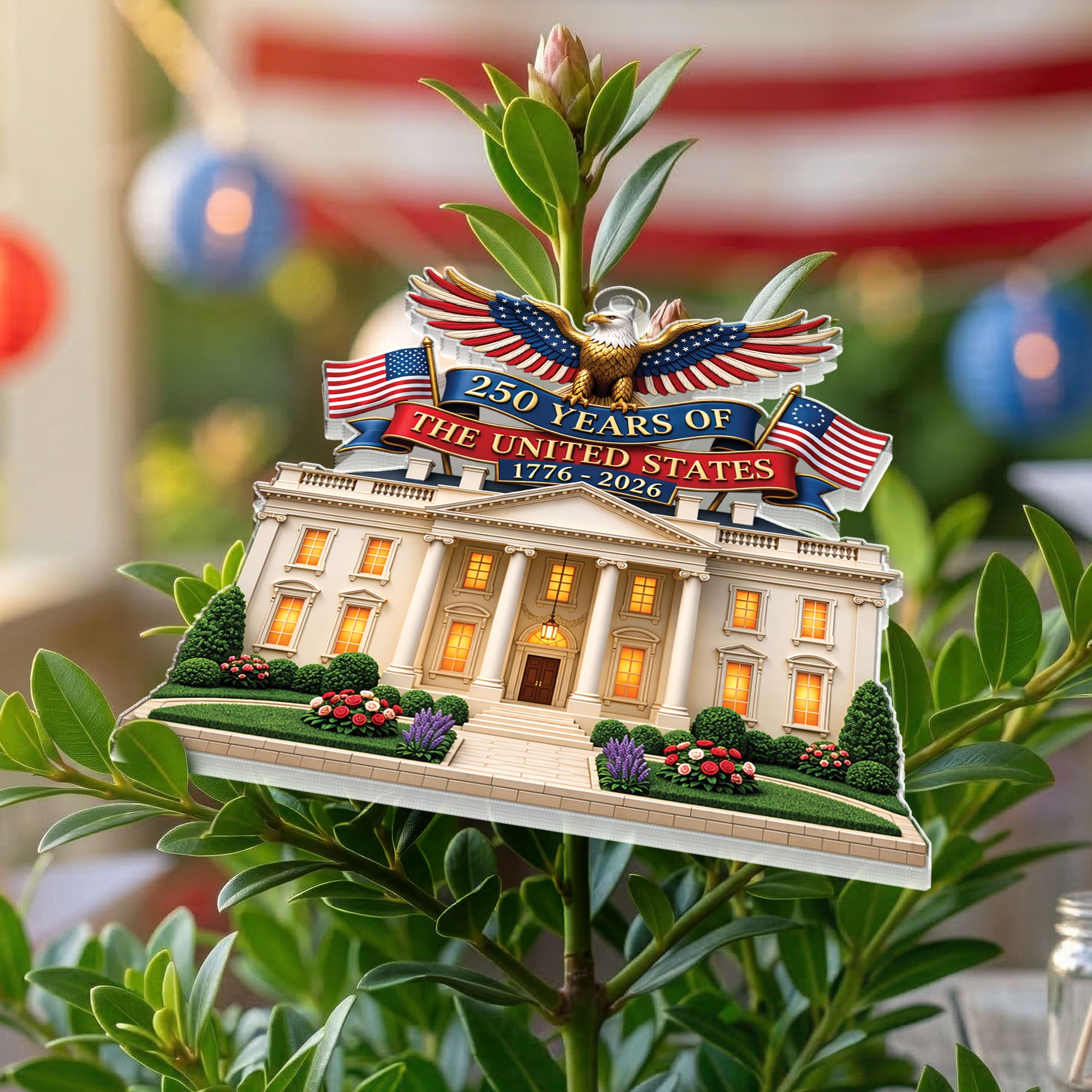 Patriotic Eagle 250 Years Ornament White House Acrylic Hanging Decor 1776 2026 Gift