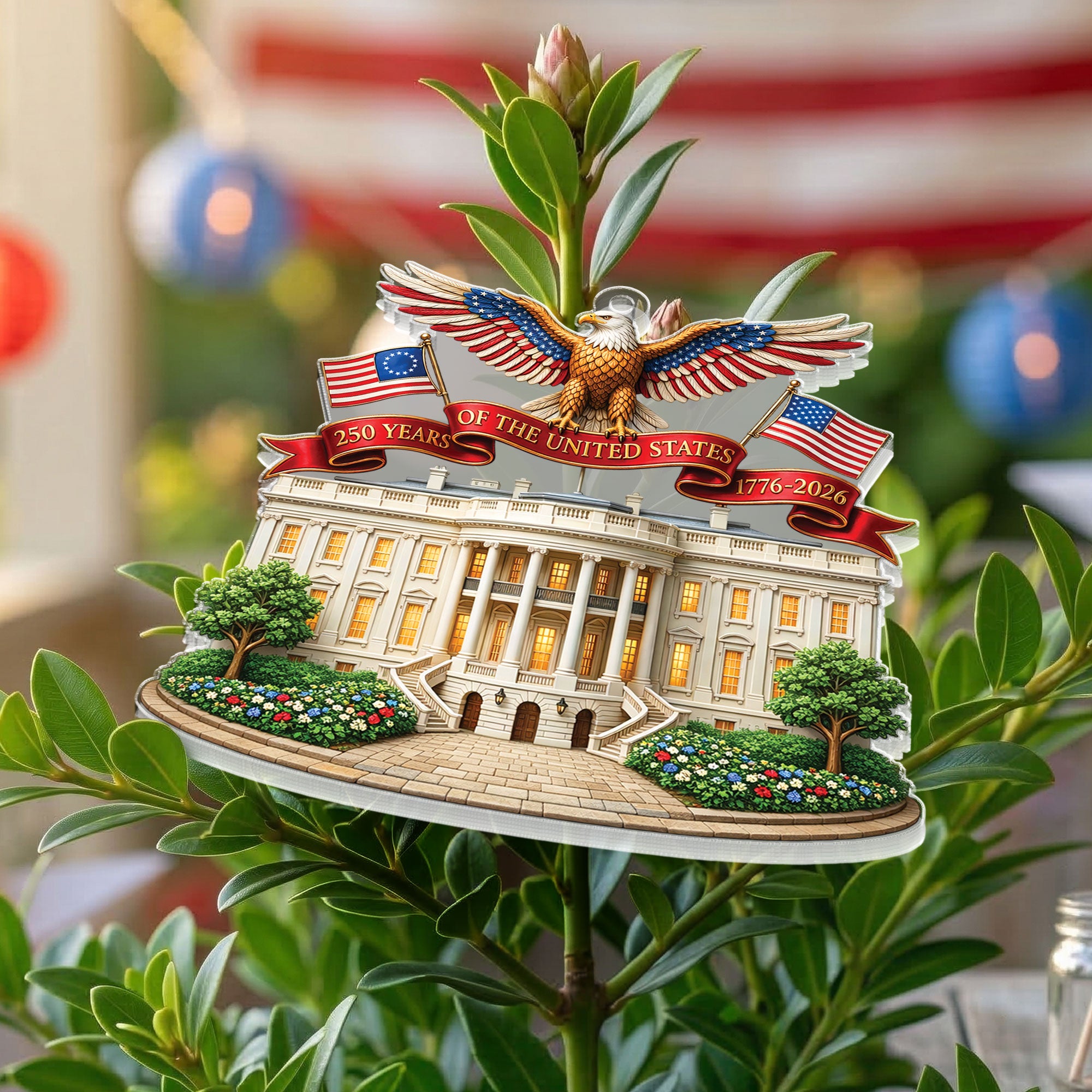 White House 250th Anniversary Ornament Patriotic Eagle Acrylic Decor 1776 2026 USA Gift