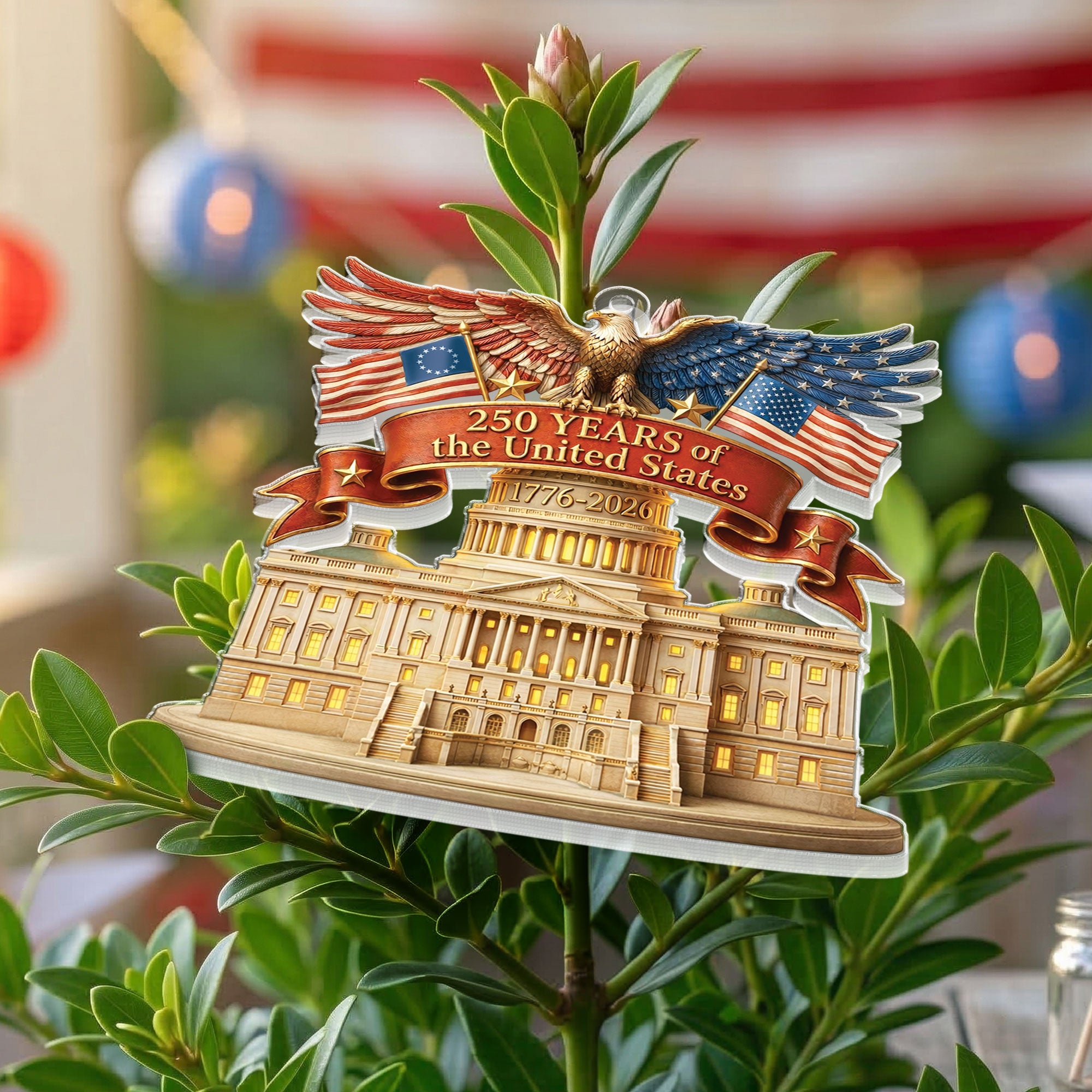United States 250 Years 1776-2026 Patriotic Eagle Keepsake Acrylic Ornament Gift