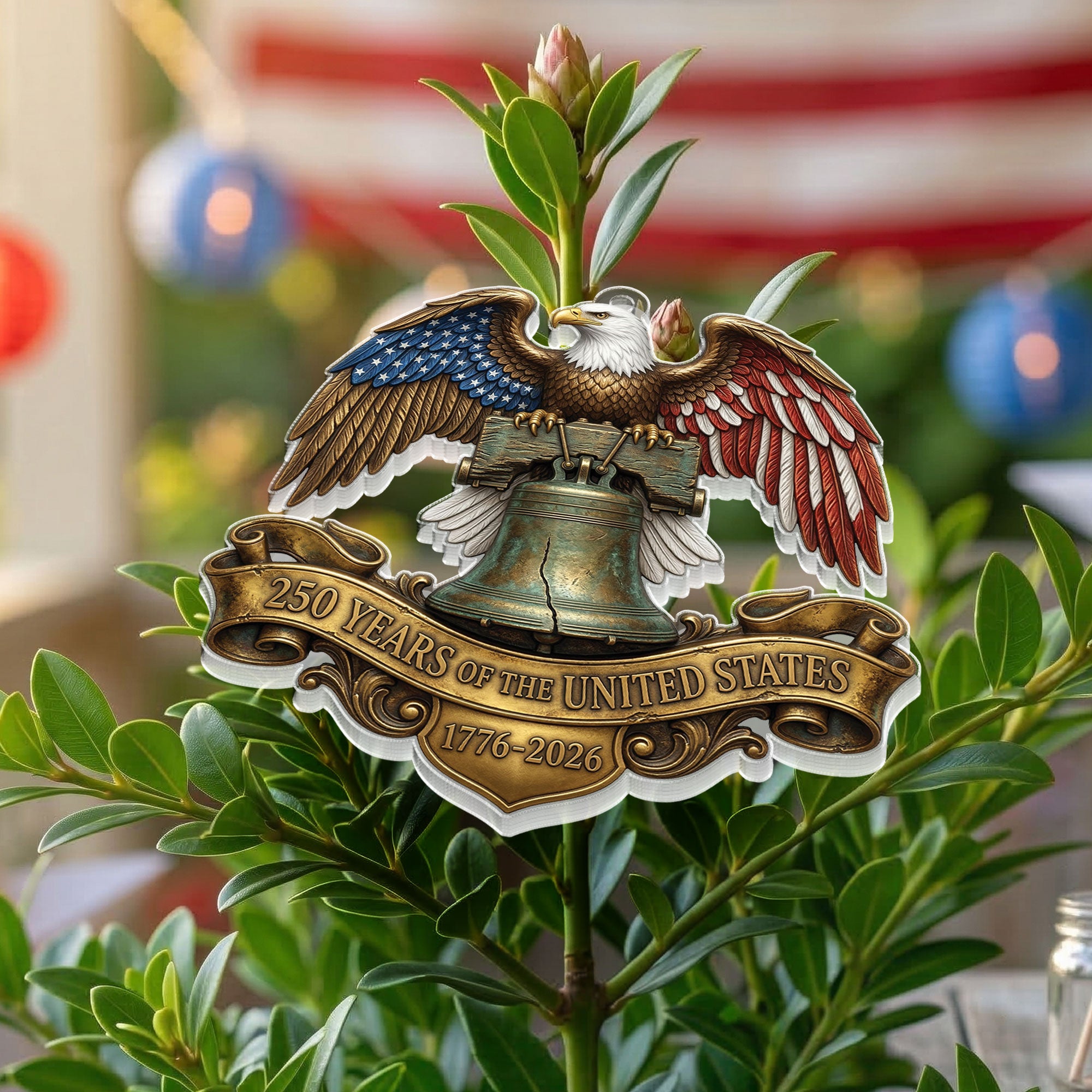 United States 250 Years 1776-2026 Freedom Eagle Liberty Bell Acrylic Ornament Decor