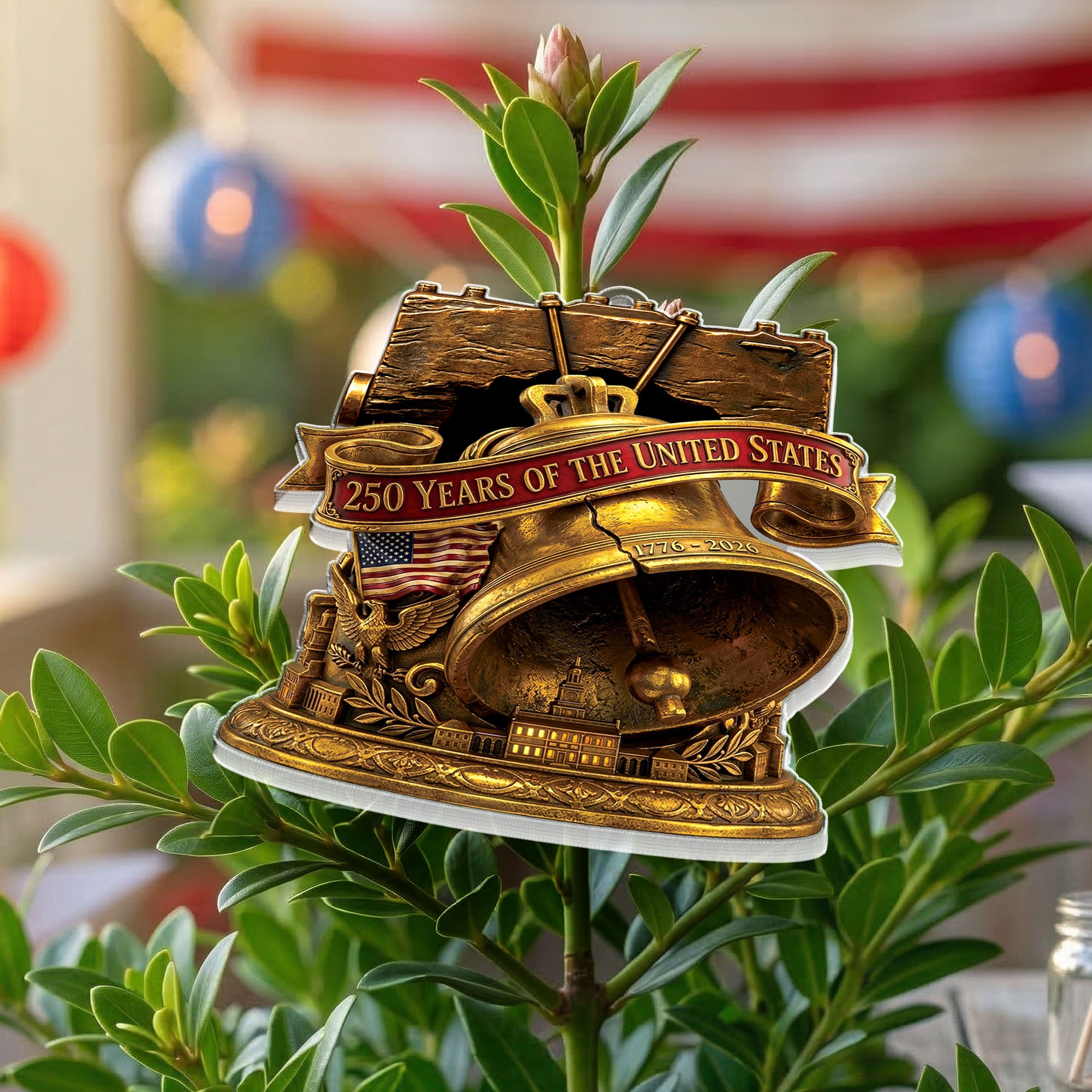 250 Years United States 1776-2026 Antique Bronze Liberty Bell Acrylic Ornament Gift