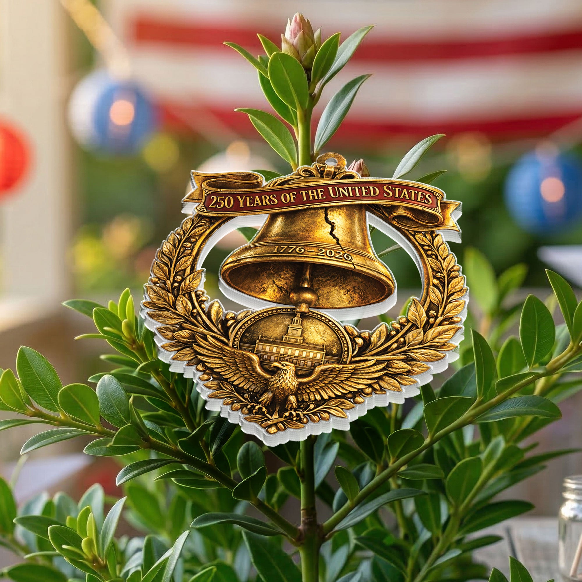 2026 U.S. 250th Anniversary Commemorative Acrylic Ornament – Liberty Bell & American Eagle