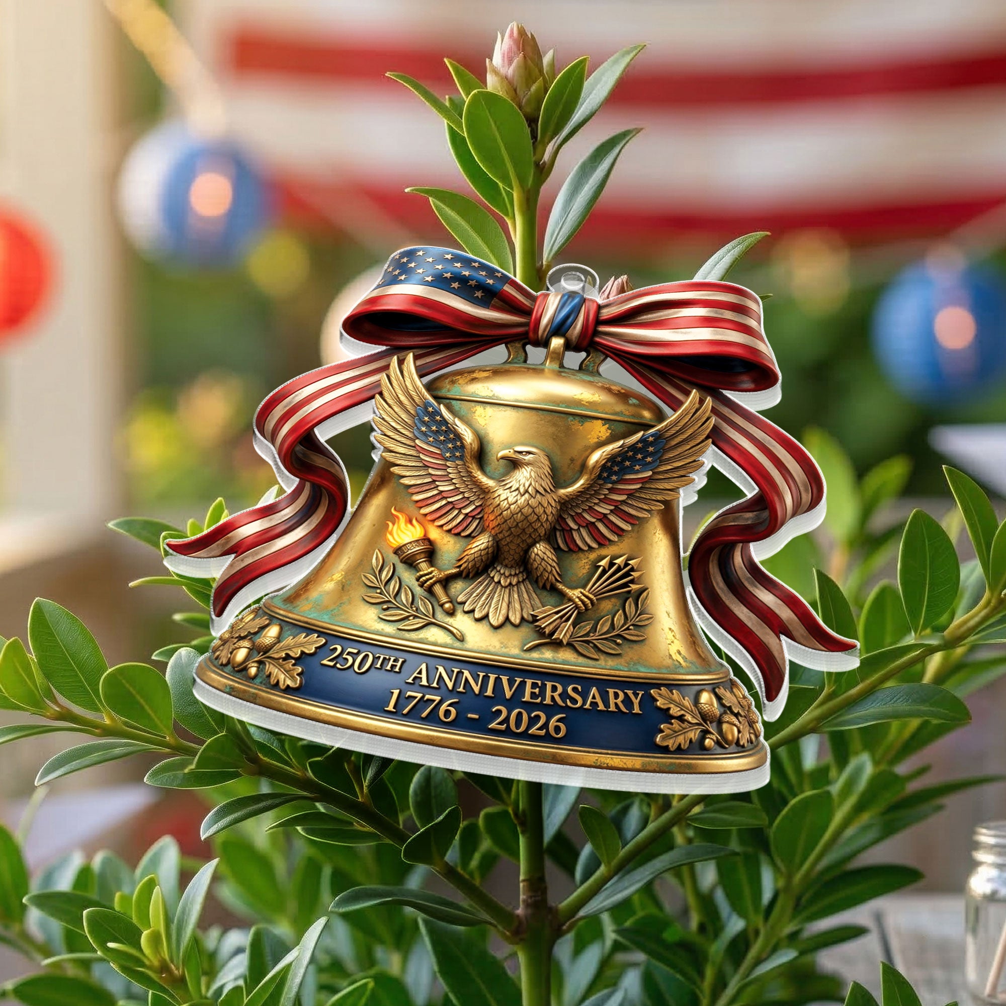 250th Anniversary U.S. Acrylic Ornament – American Eagle & Patriotic Bell