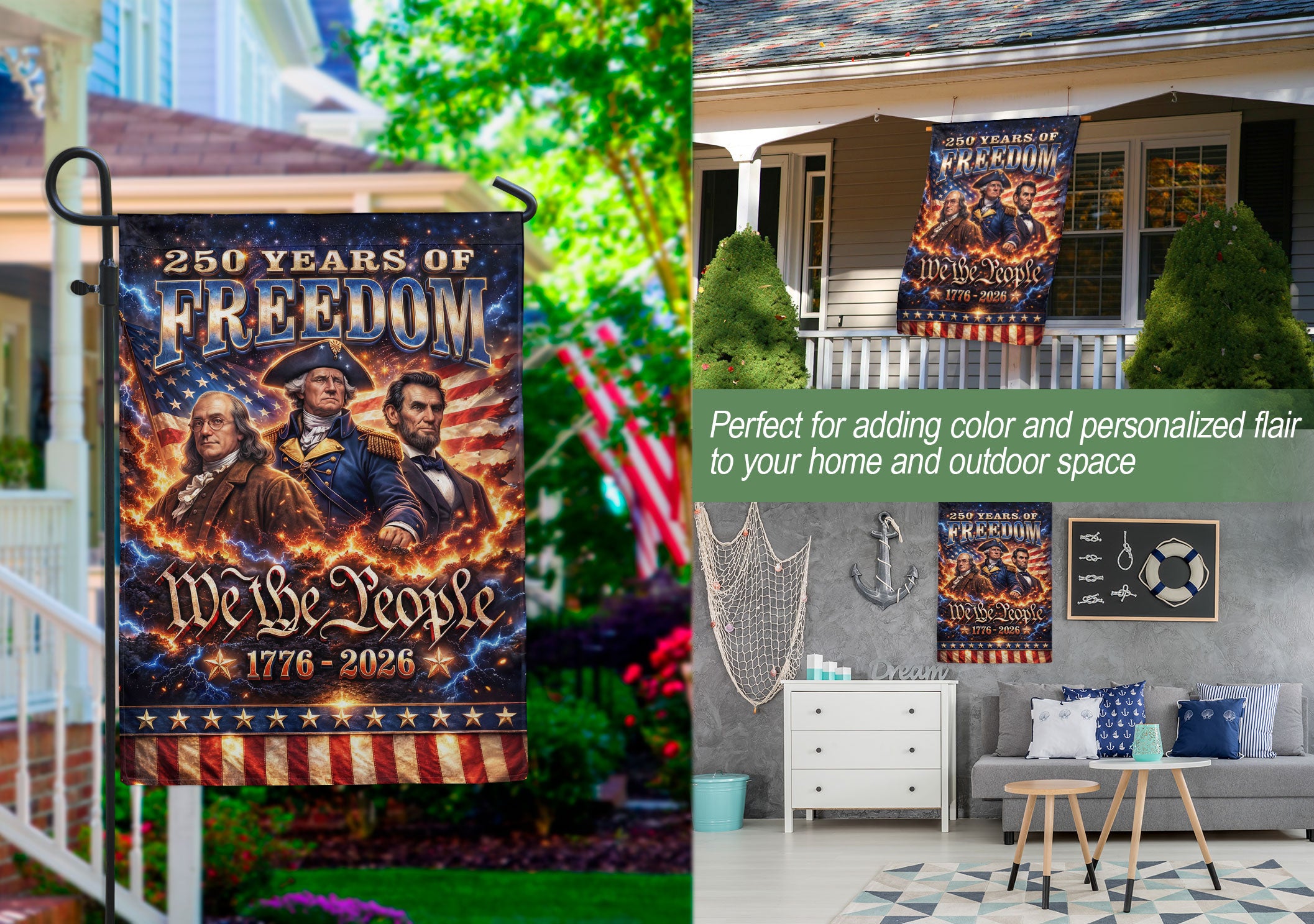 United States 250th Anniversary Garden Flag Founding Fathers Patriotic 1776-2026 Yard Decor 12x18inch