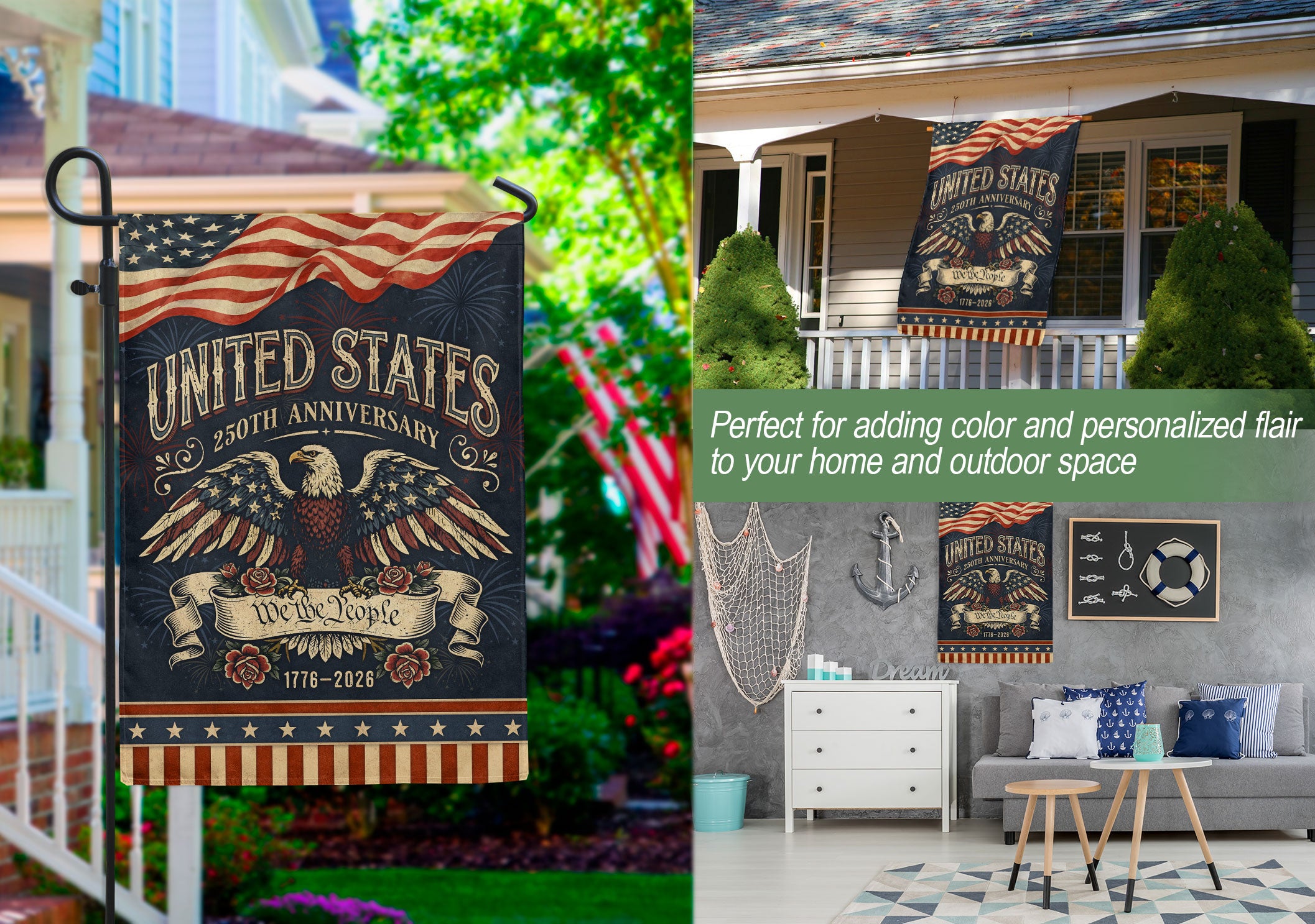 United States 250th Anniversary Garden Flag Patriotic 1776-2026 We The People Yard Decor 12x18inch