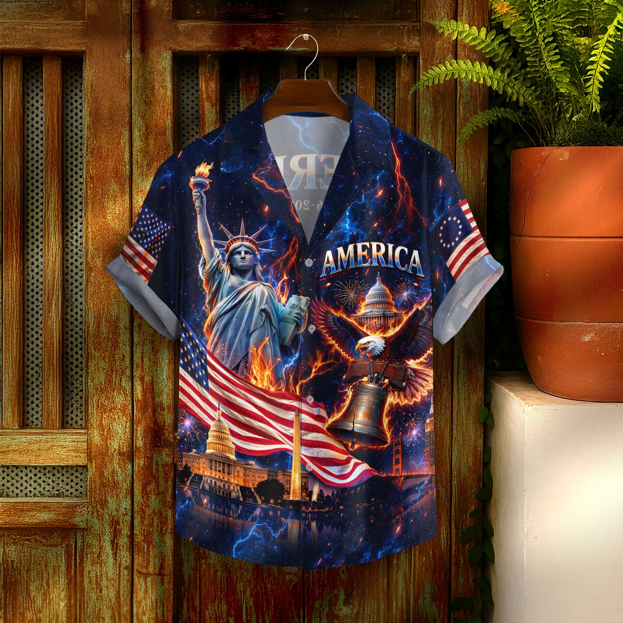 Hawaiian Shirt Patriotic 1776 2026 Eagle Liberty Bell 4th Of July Independence Day