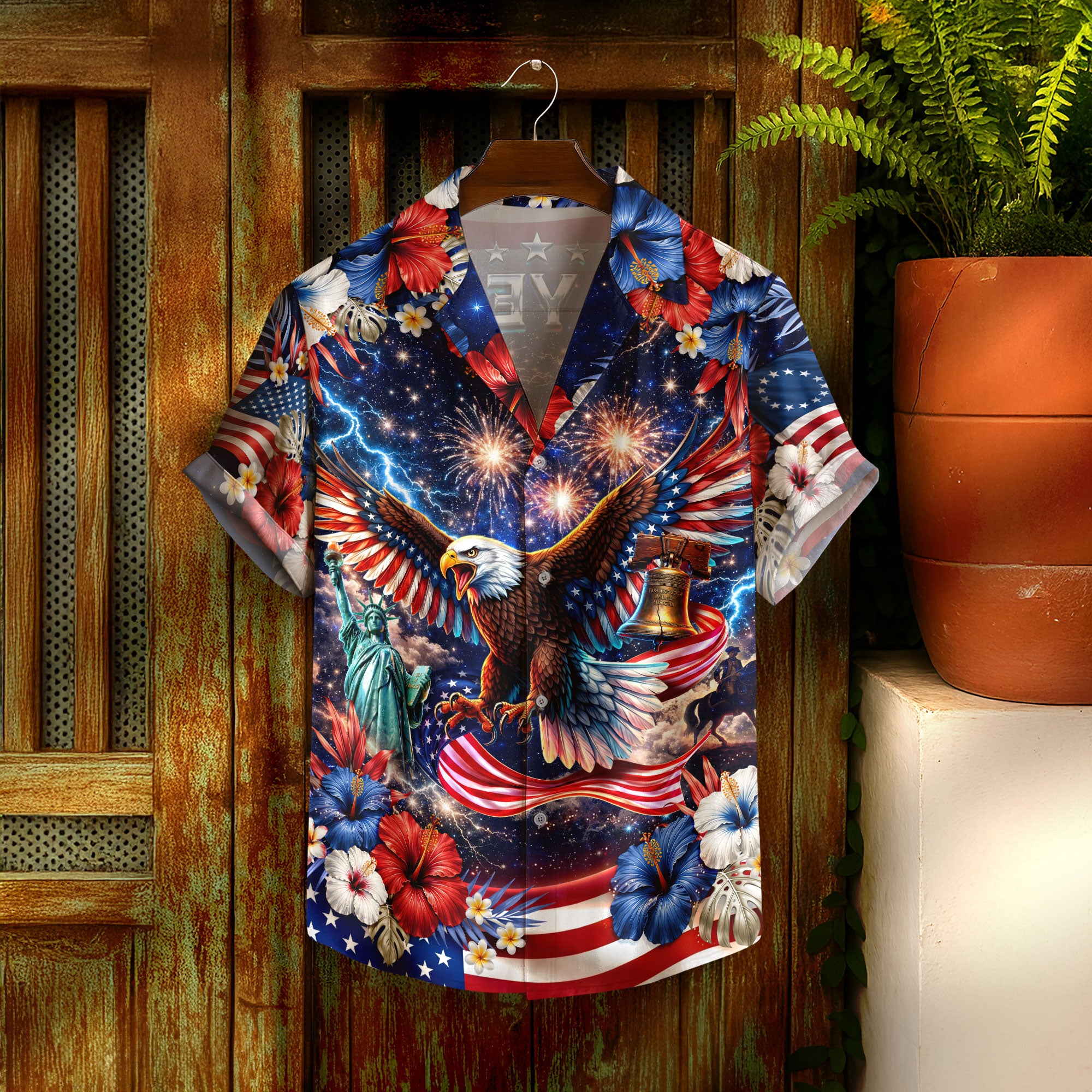 250 Years Hawaiian Shirt Patriotic 1776 2026 Eagle Independence Day Liberty Bell