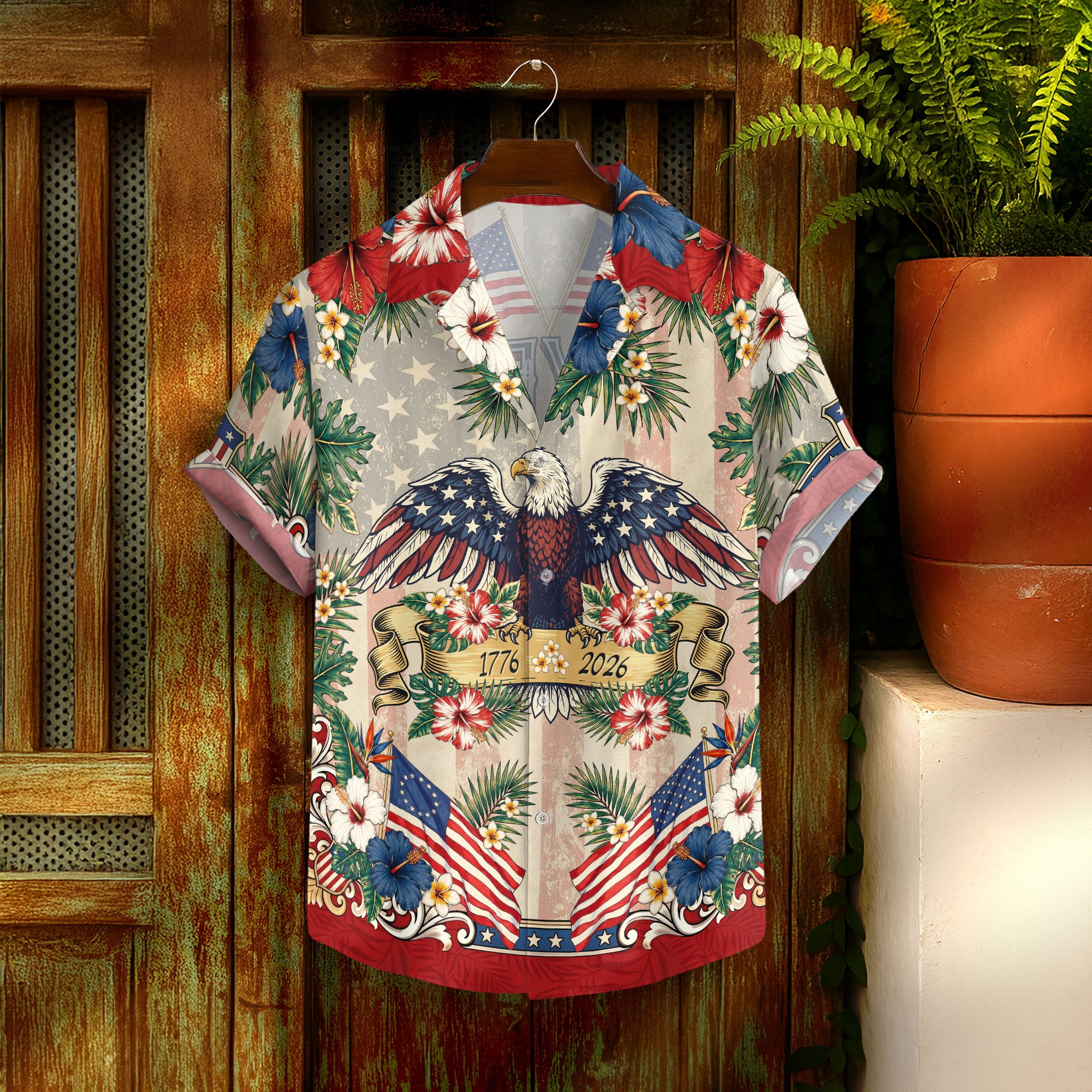 250 Years Hawaiian Shirt Vintage Patriotic 1776 2026 Eagle Independence Day