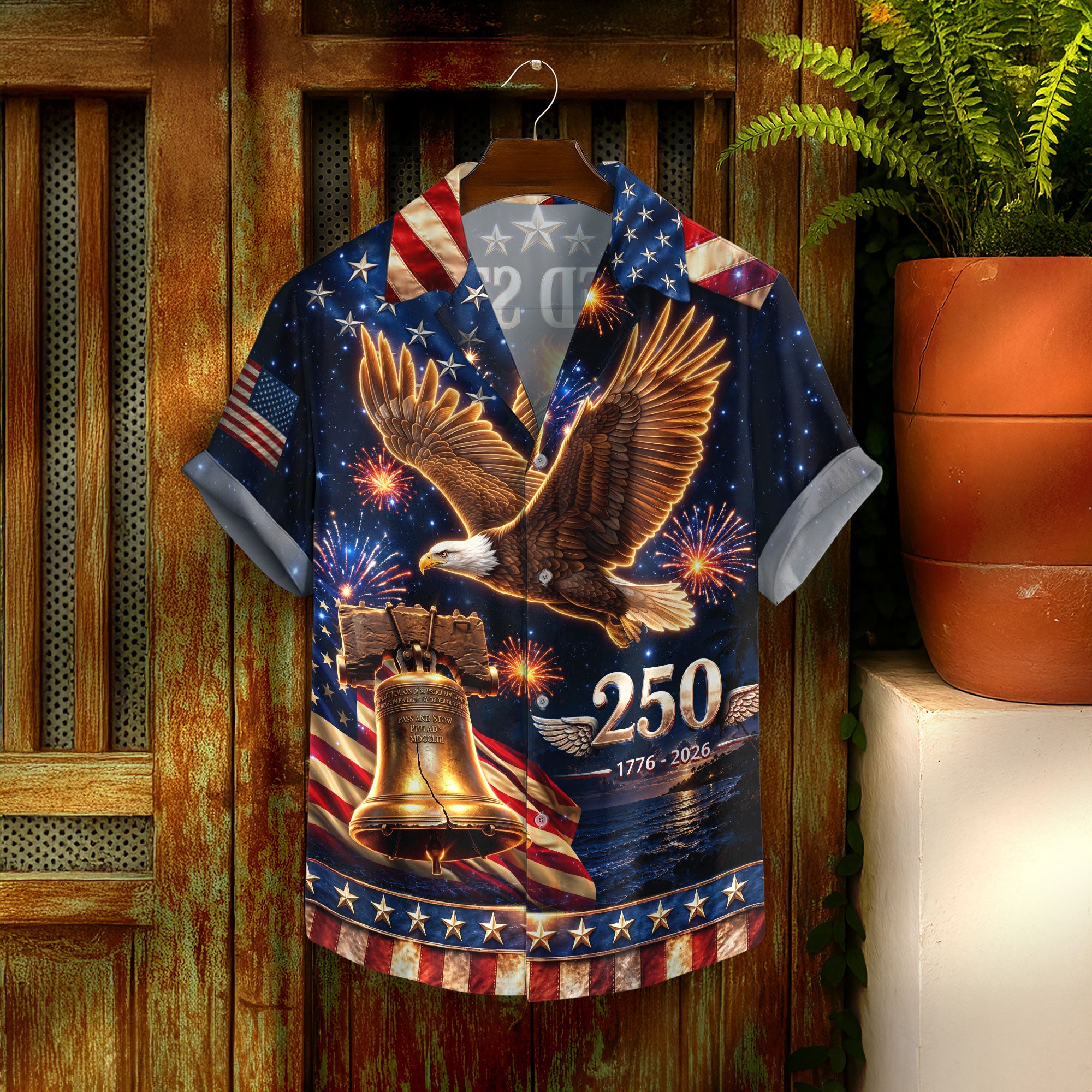United States 250 Years Hawaiian Shirt Bald Eagle Statue Of Liberty Patriotic Gift