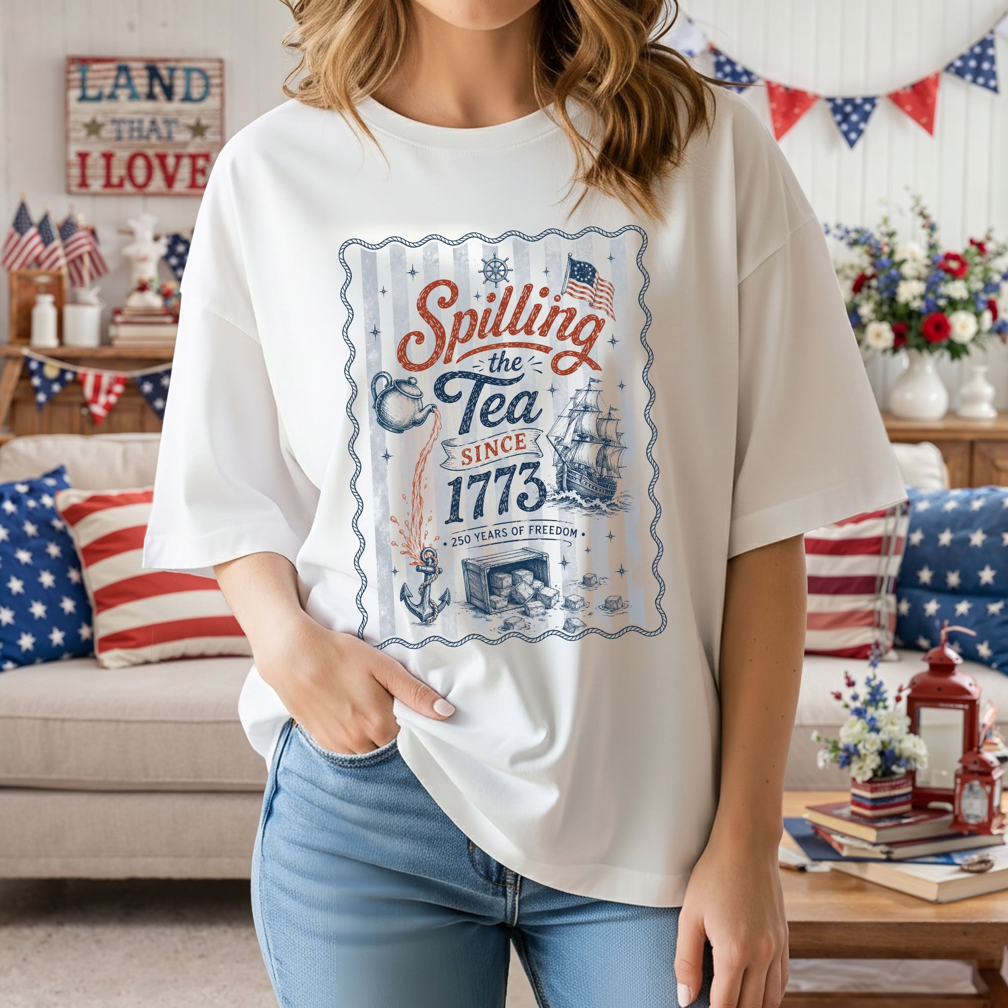 Spilling The Tea Since 1773 Shirt Vintage Boston Tea Party Tee Retro Patriotic