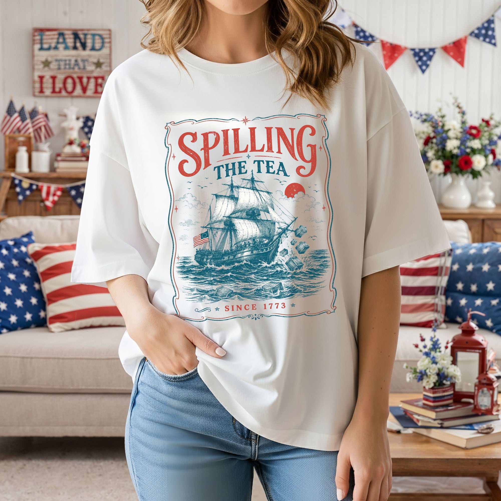 Spilling The Tea Since 1773 Shirt Funny History Teacher Tee Patriotic Historical Tshirt
