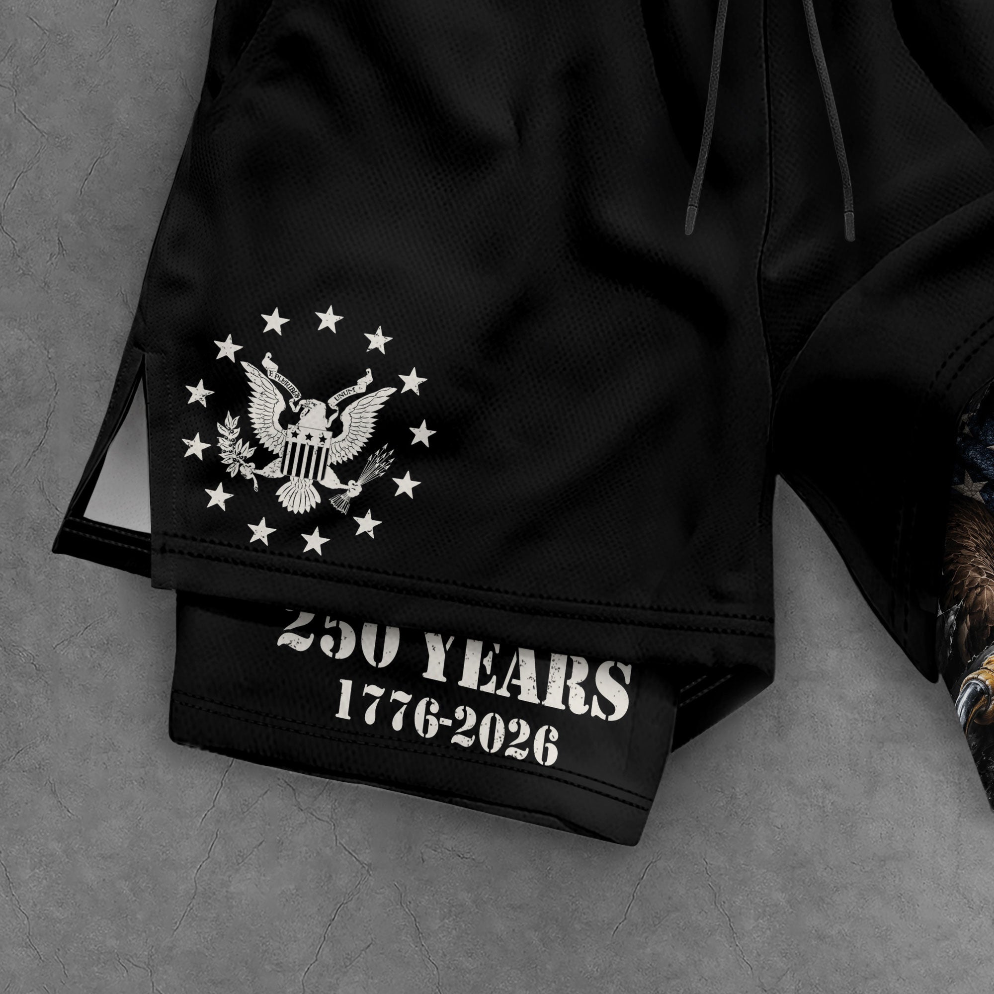 250 Years Eagle Gym Shorts 1776-2026 Patriotic American Flag Workout Shorts - Rust Field Wear