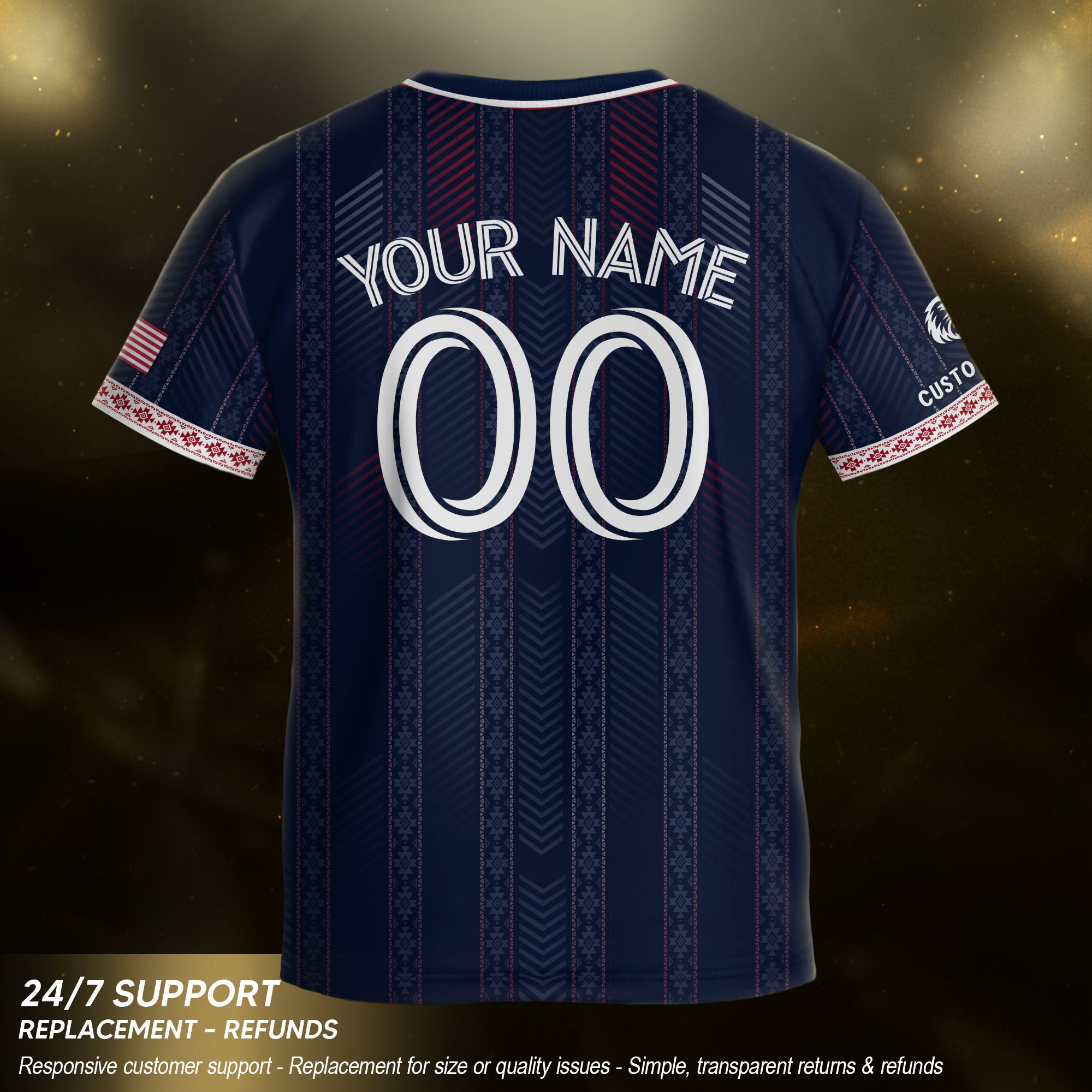 Personalized Youth Soccer Jersey Style Custom Name Number USA Kids Activewear Top