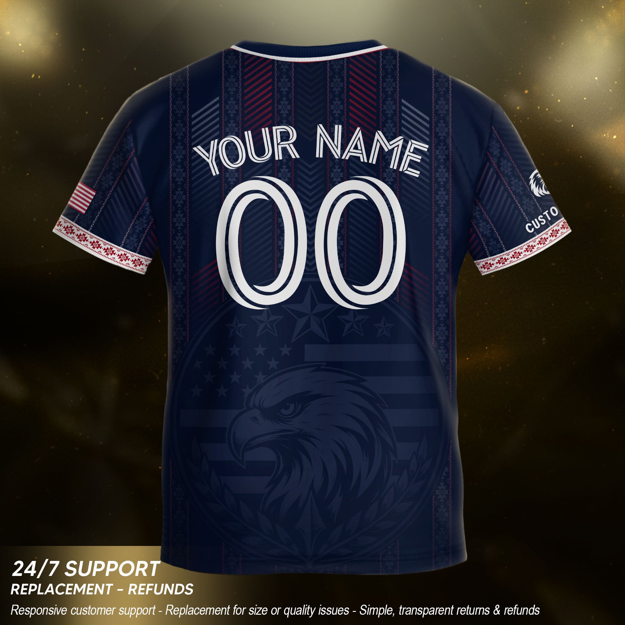 Personalized Youth Soccer Jersey Style Custom Name Number USA Kids Activewear Top