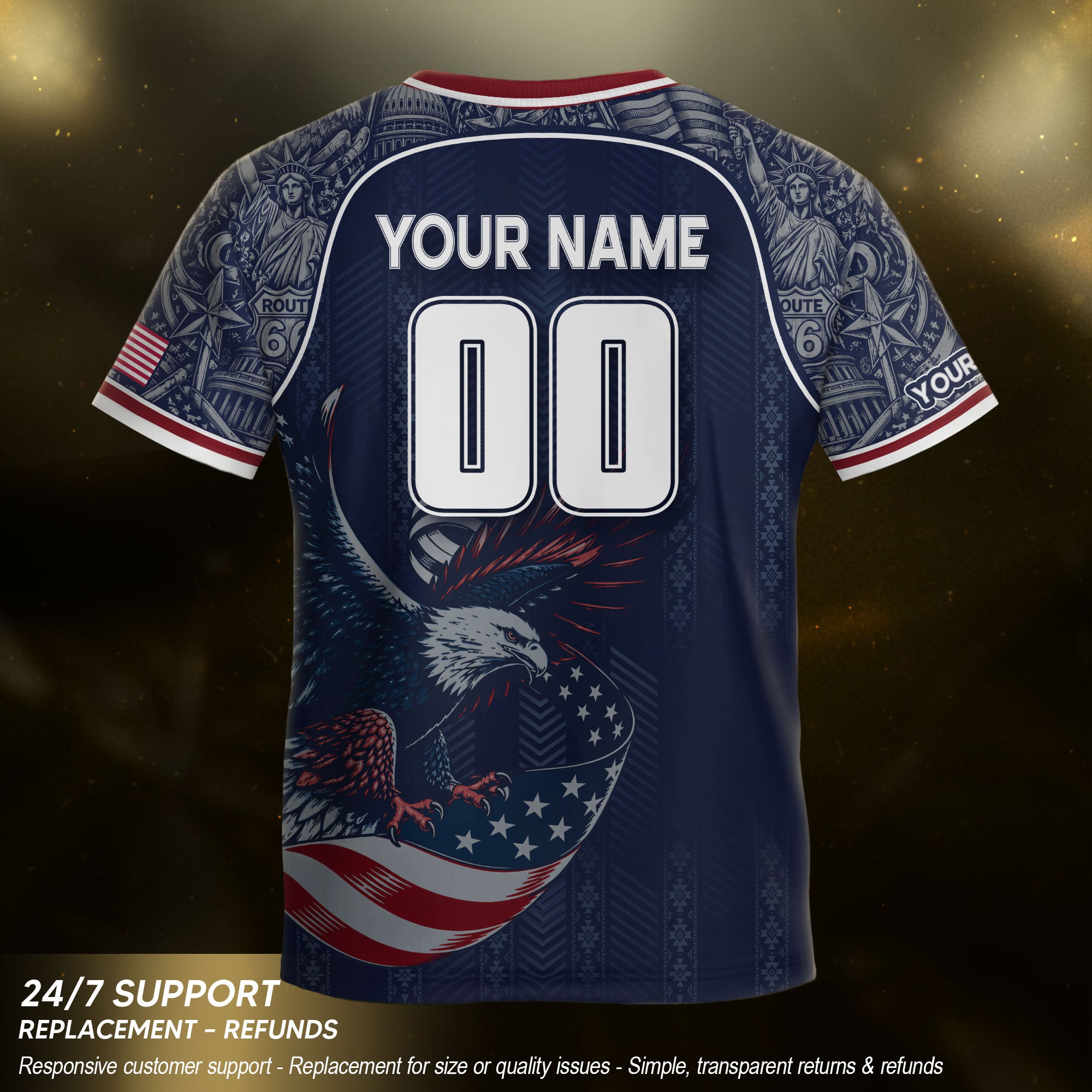 Custom Name Kids Soccer Jersey Personalized USA Youth Eagle Athletic Sport T Shirt