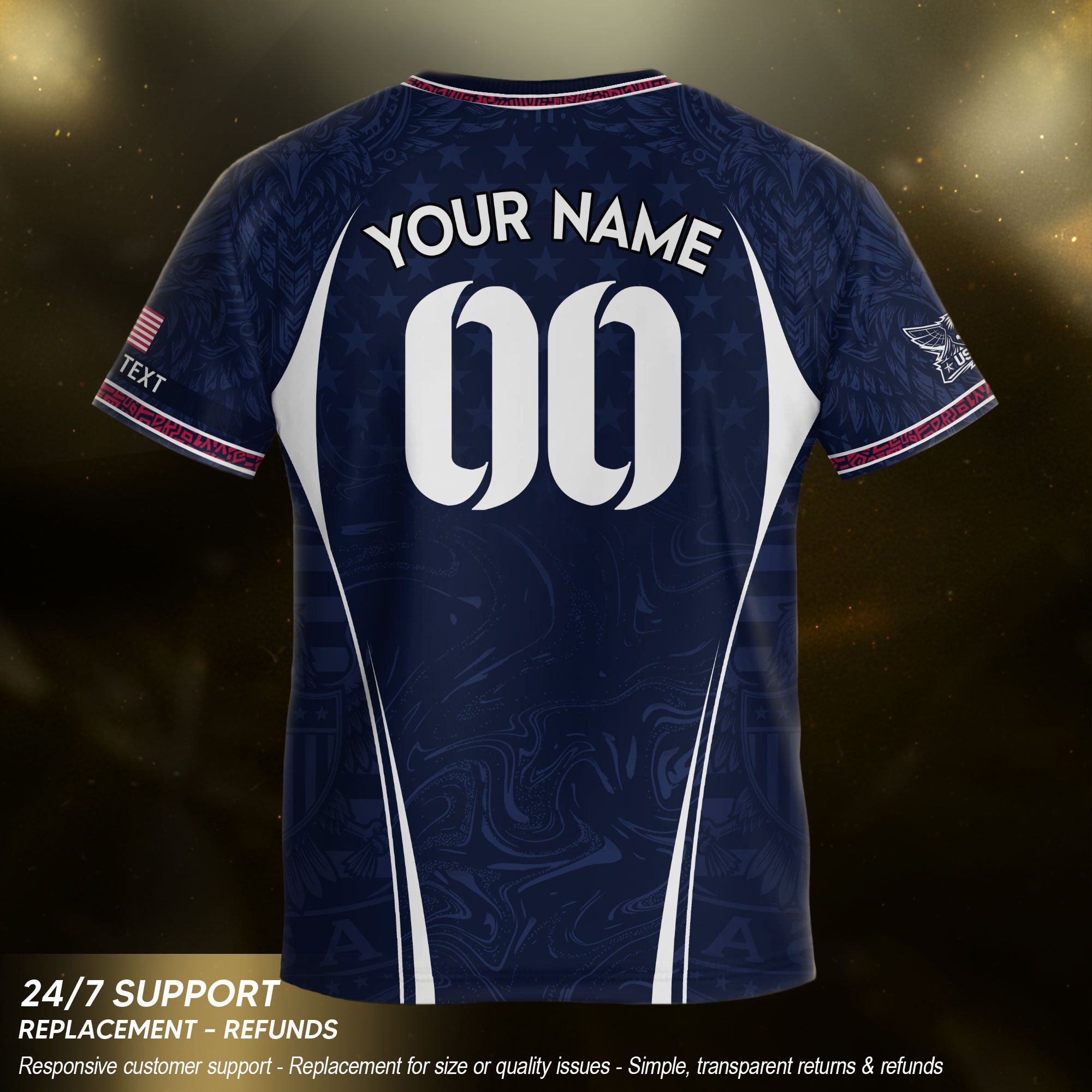 Personalized Youth Soccer Jersey Style Custom Name Number USA Kids Starry Active Top