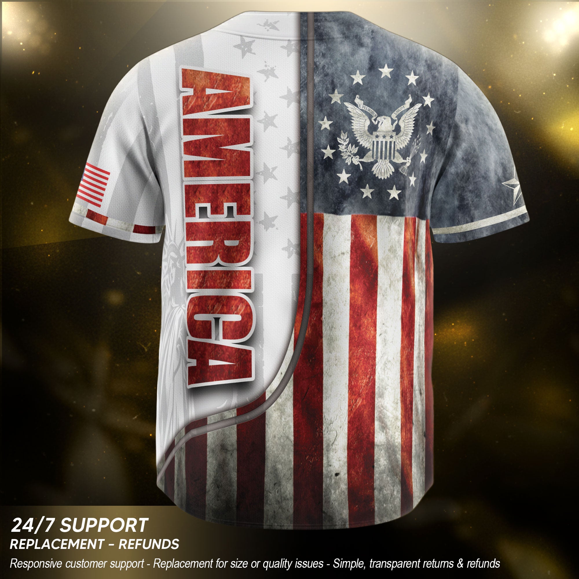 America Baseball Jersey 250 Years 1776-2026 Liberty Bell Eagle Patriotic Men Shirt - Rust Field Wear