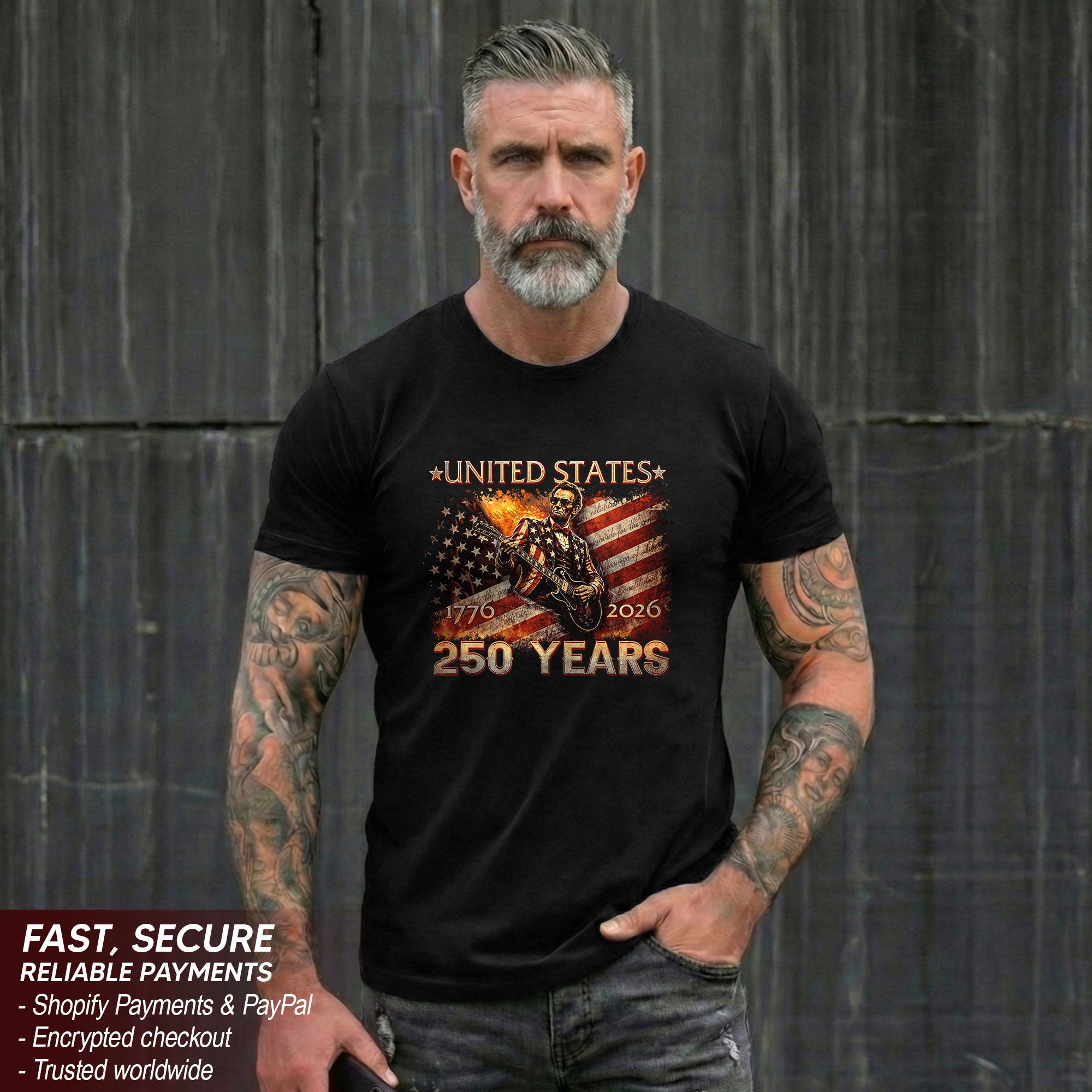 Lincoln 1776-2026 Patriotic Graphic T Shirt - Unisex Summer Tee for History Lovers - Rust Field Wear