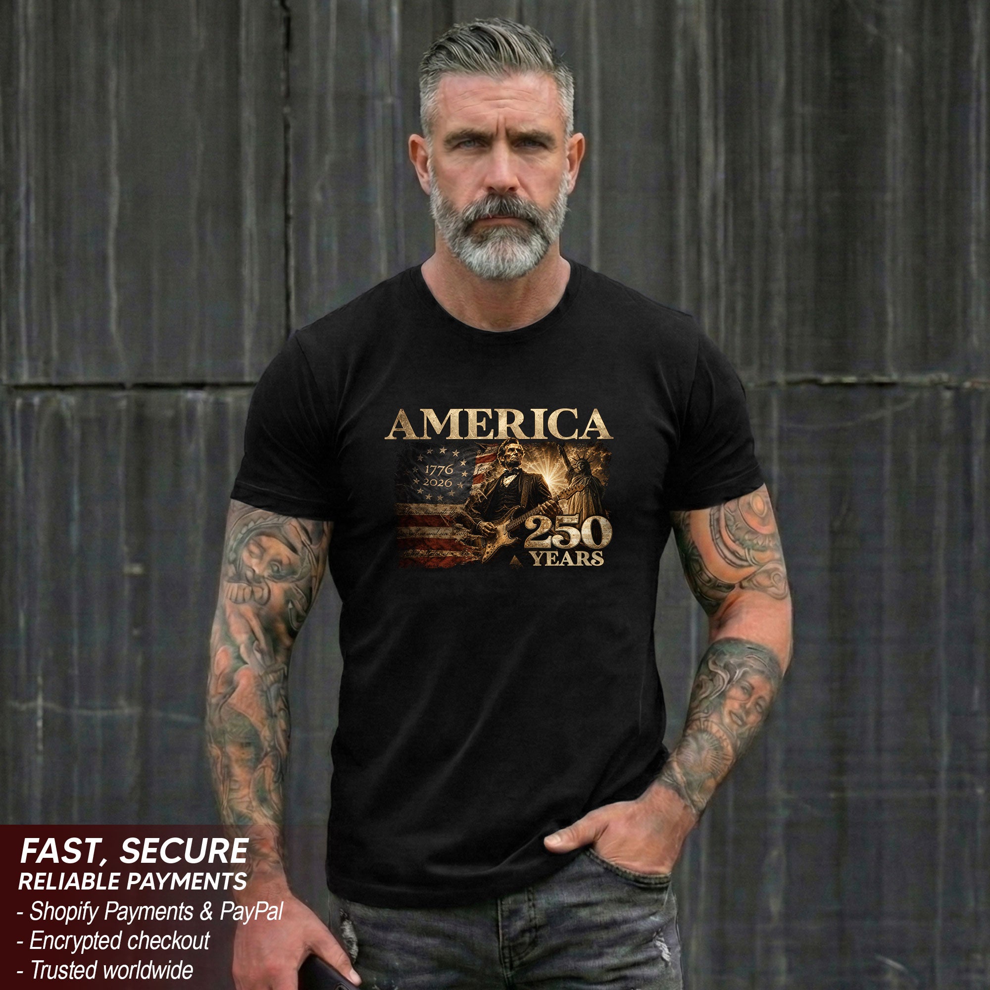 America 250 Years Lincoln T Shirt Patriotic Historical Graphic Unisex Casual Tee