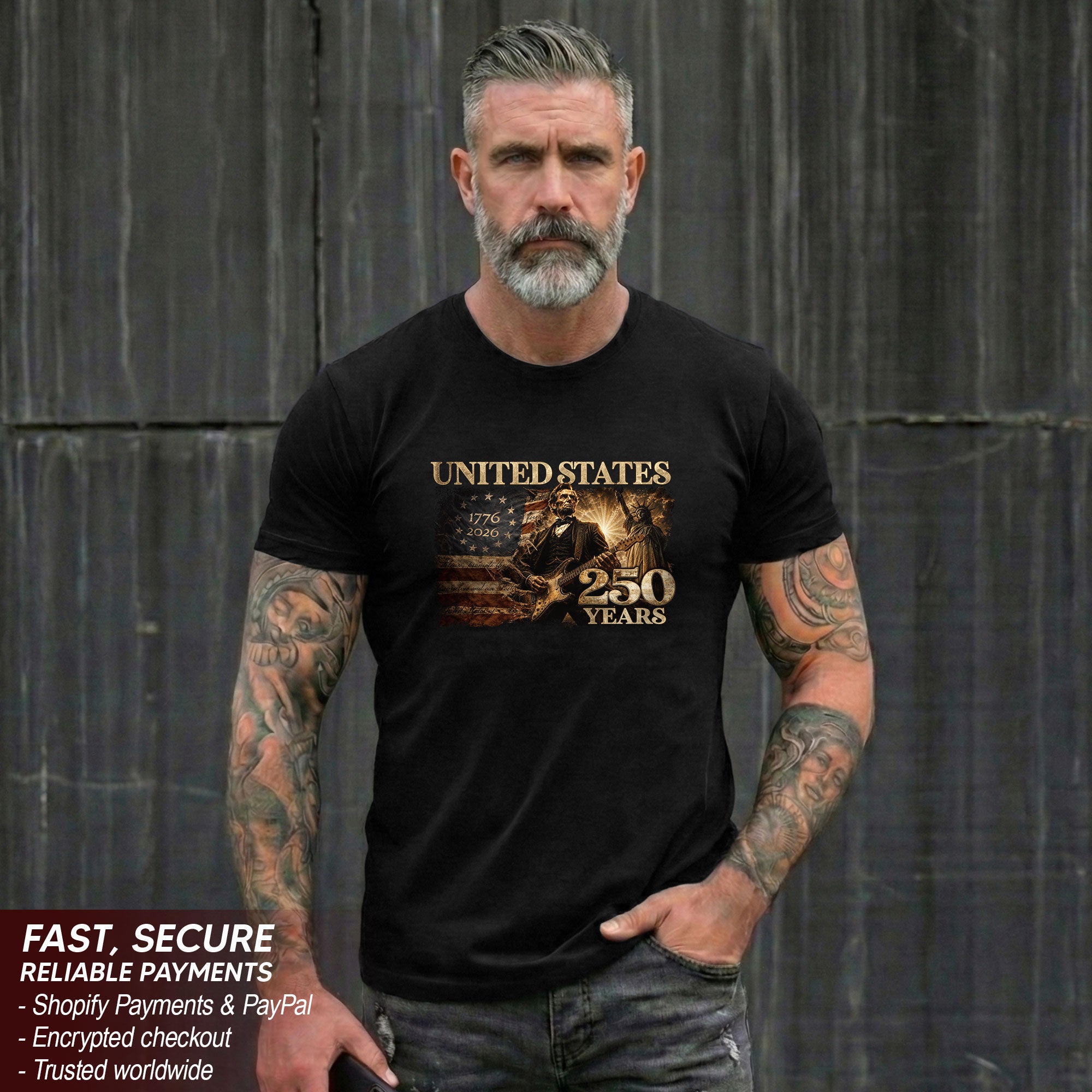 1776-2026 Patriotic Historical Graphic T Shirt - Lincoln Unisex Casual Wear Tee - Rust Field Wear