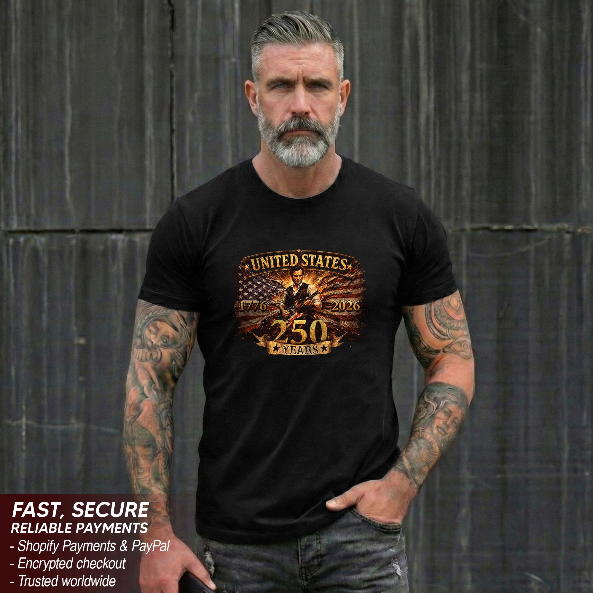250 Years Anniversary Lincoln America T Shirt Patriotic 1776 2026 Graphic Unisex Tee - Rust Field Wear