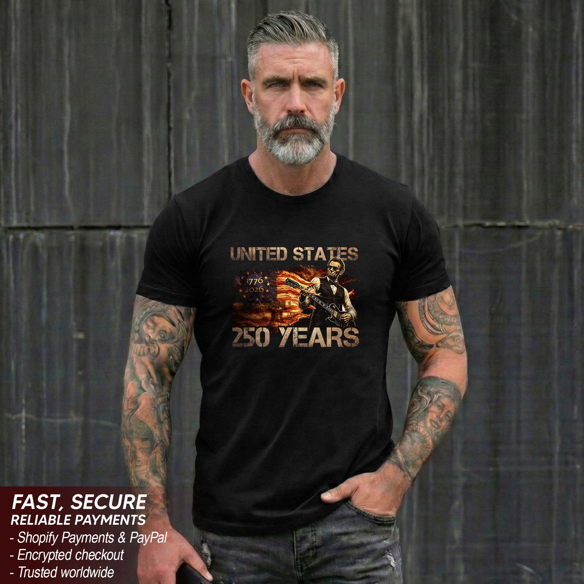 Abraham Lincoln 1776-2026 Patriotic Graphic Tee - Unisex Summer Apparel for Fans - Rust Field Wear