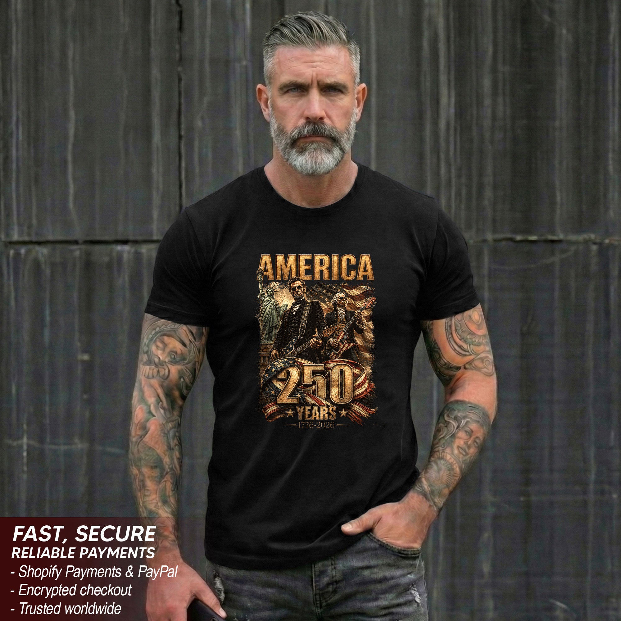 Patriotic America 250 Years Presidents T Shirt Lincoln Washington Graphic Unisex Top