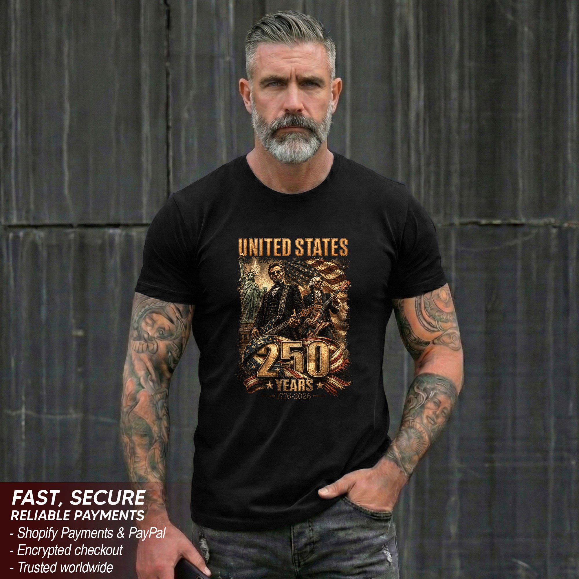Patriotic 1776-2026 Presidents T Shirt - Lincoln Washington Graphic Unisex Top Item - Rust Field Wear