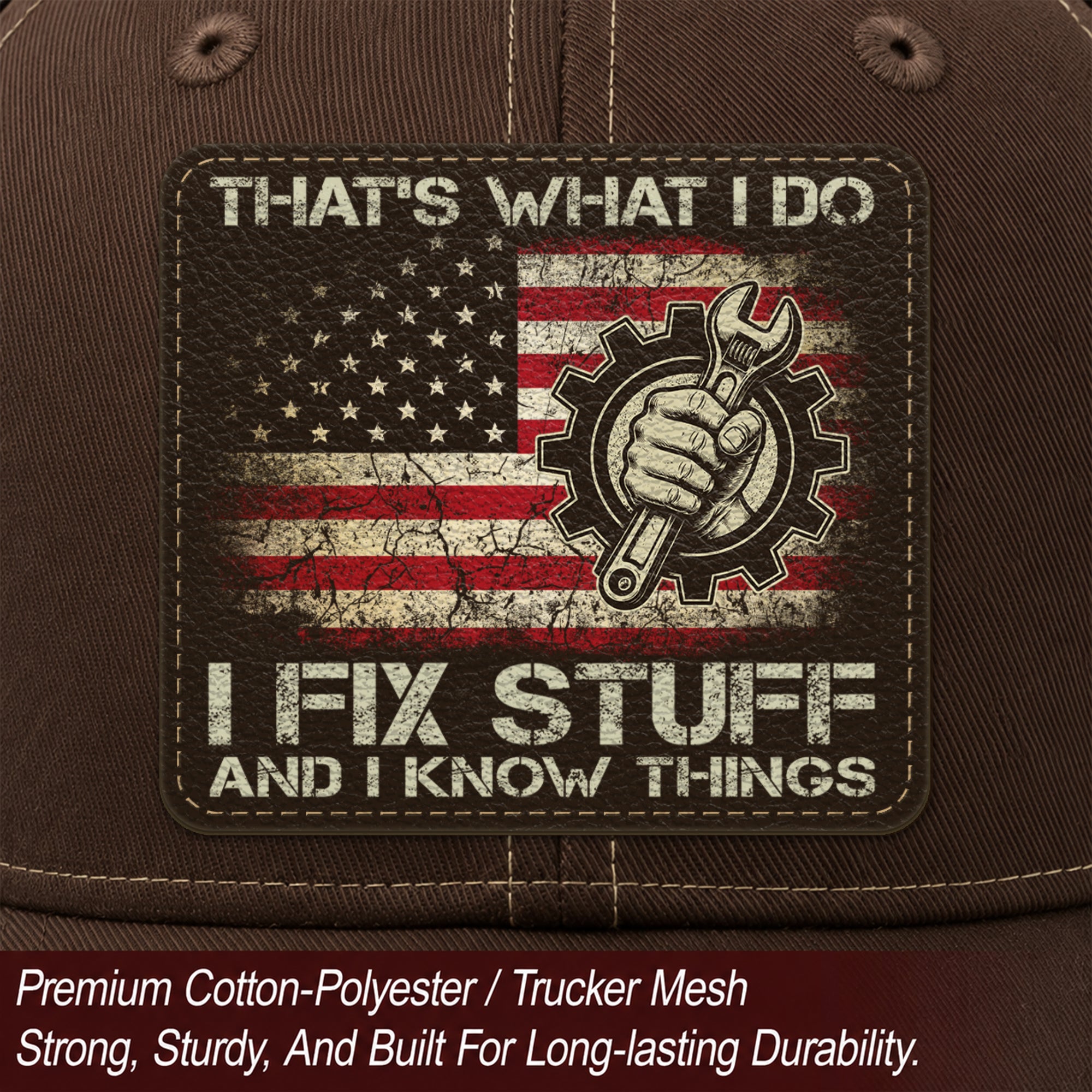 I Fix Stuff And I Know Things Funny Mechanic Quote Men Patch Trucker Hat Casual Novelty