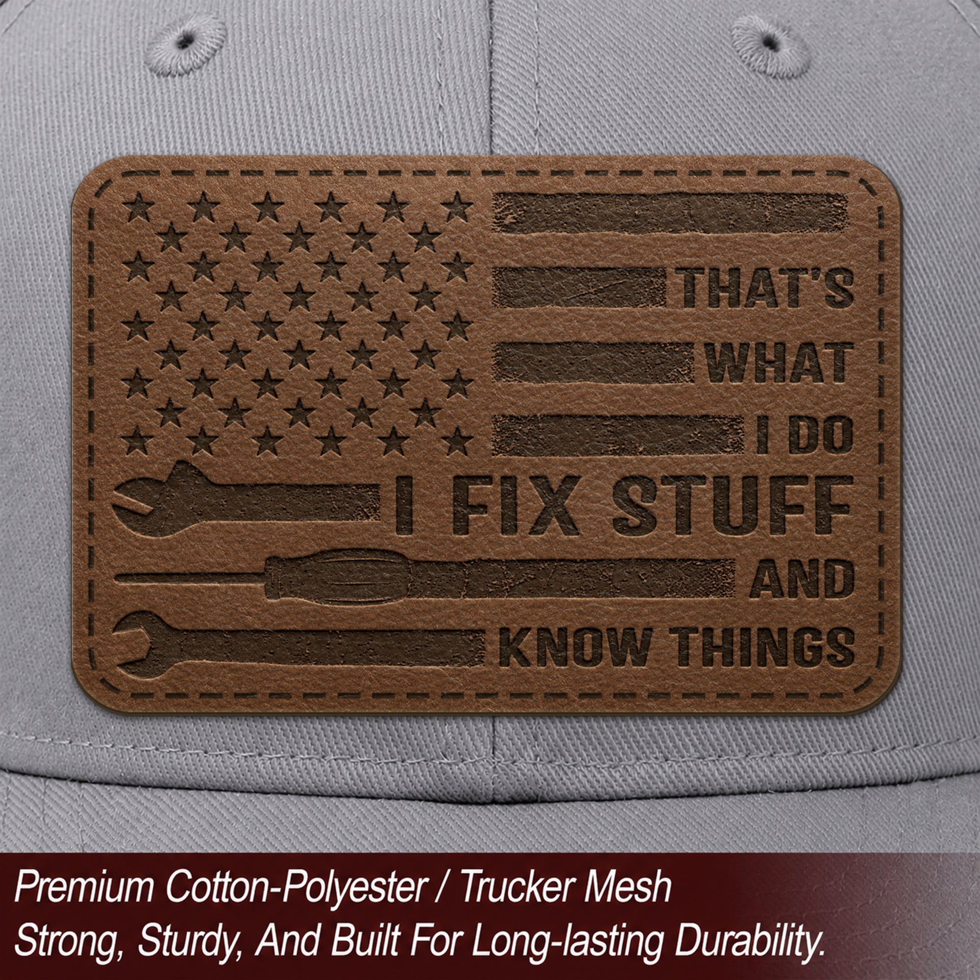 I Fix Stuff And I Know Things Funny Mechanic Men Patch Trucker Hat Casual Novelty
