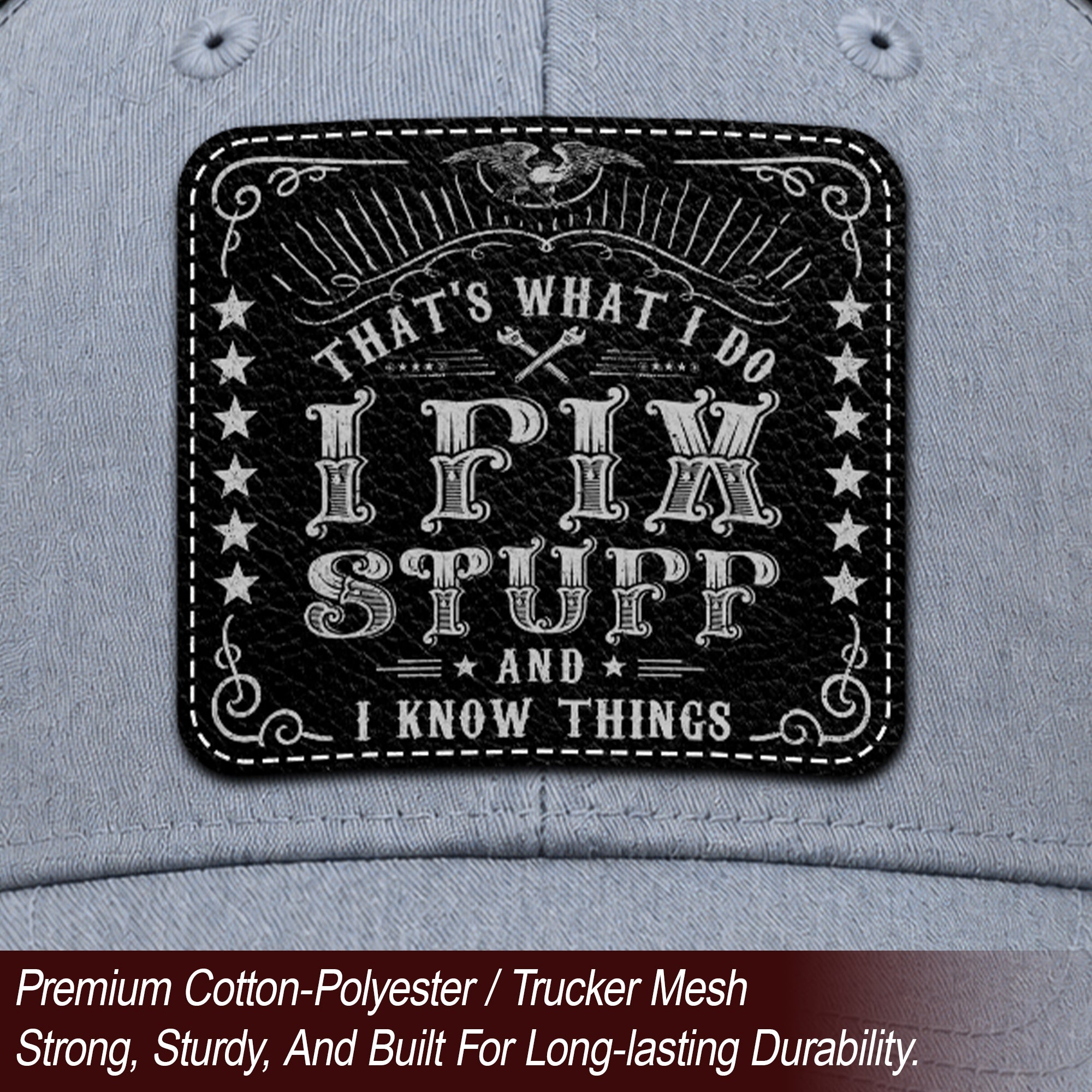 That's What I Do I Fix Stuff Vintage Patch Grey Trucker Hat Cool Handyman Gift Idea
