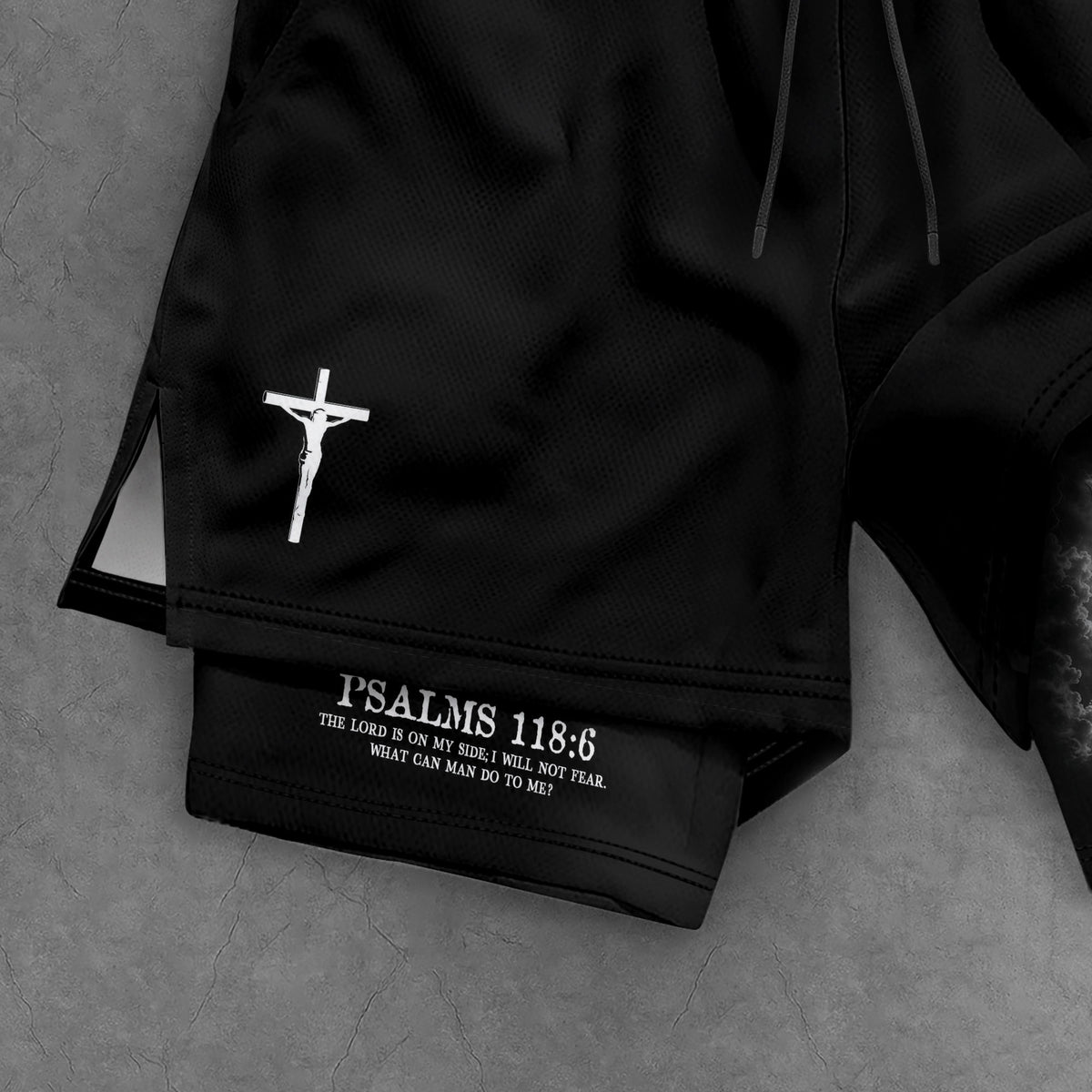 Faith Over Fear Mens Double Layer Track Shorts Christian Gym Athletic Shorts Psalms 118:6 - Rust Field Wear