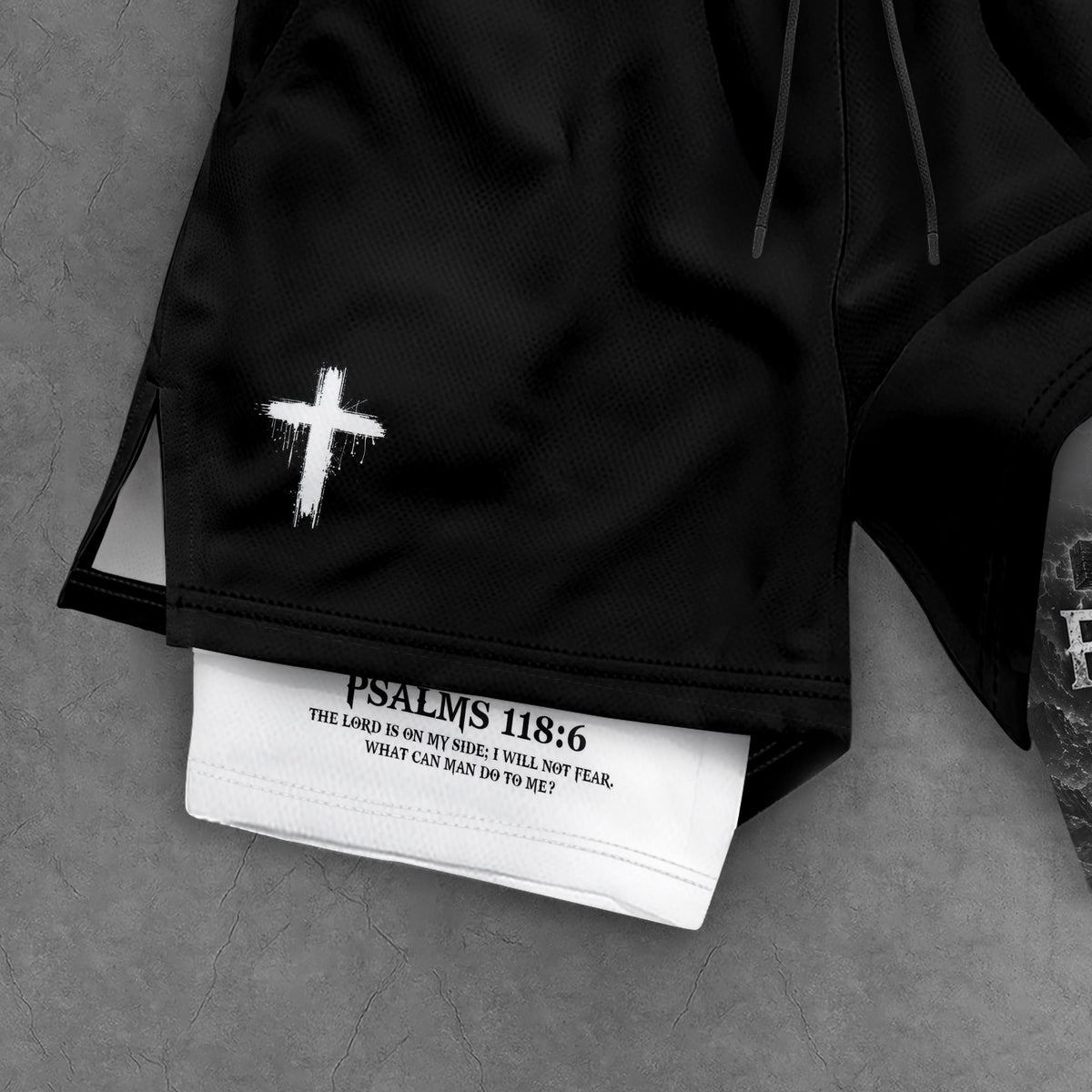 Faith Over Fear Mens Double Layer Track Shorts Warrior Lion Christian Gym Shorts Psalms 118:6 - Rust Field Wear