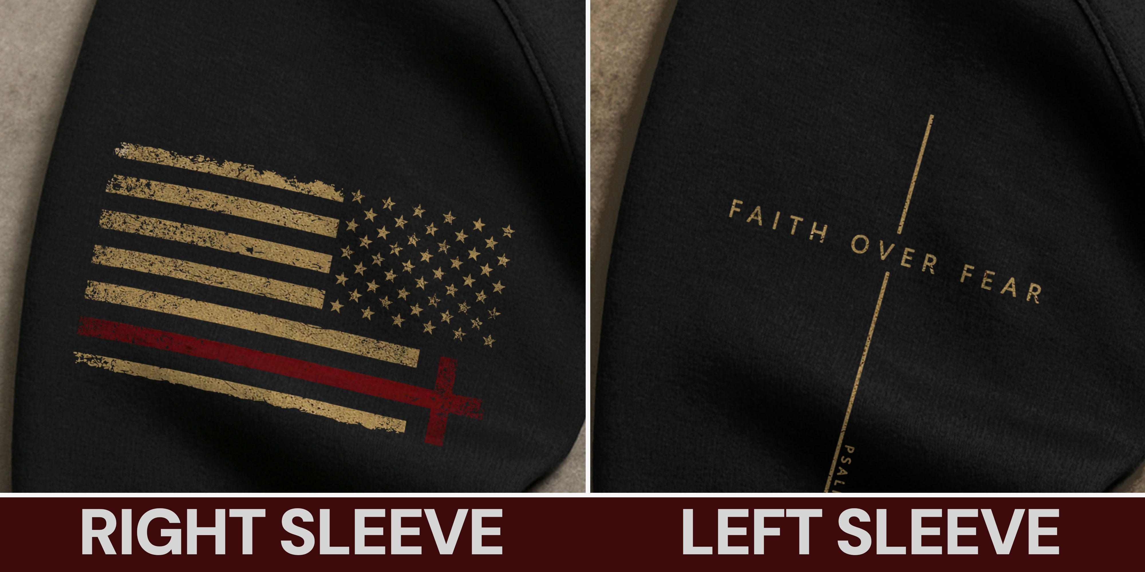 Faith Over Fear Christian Hoodie American Flag Cross Design Religious