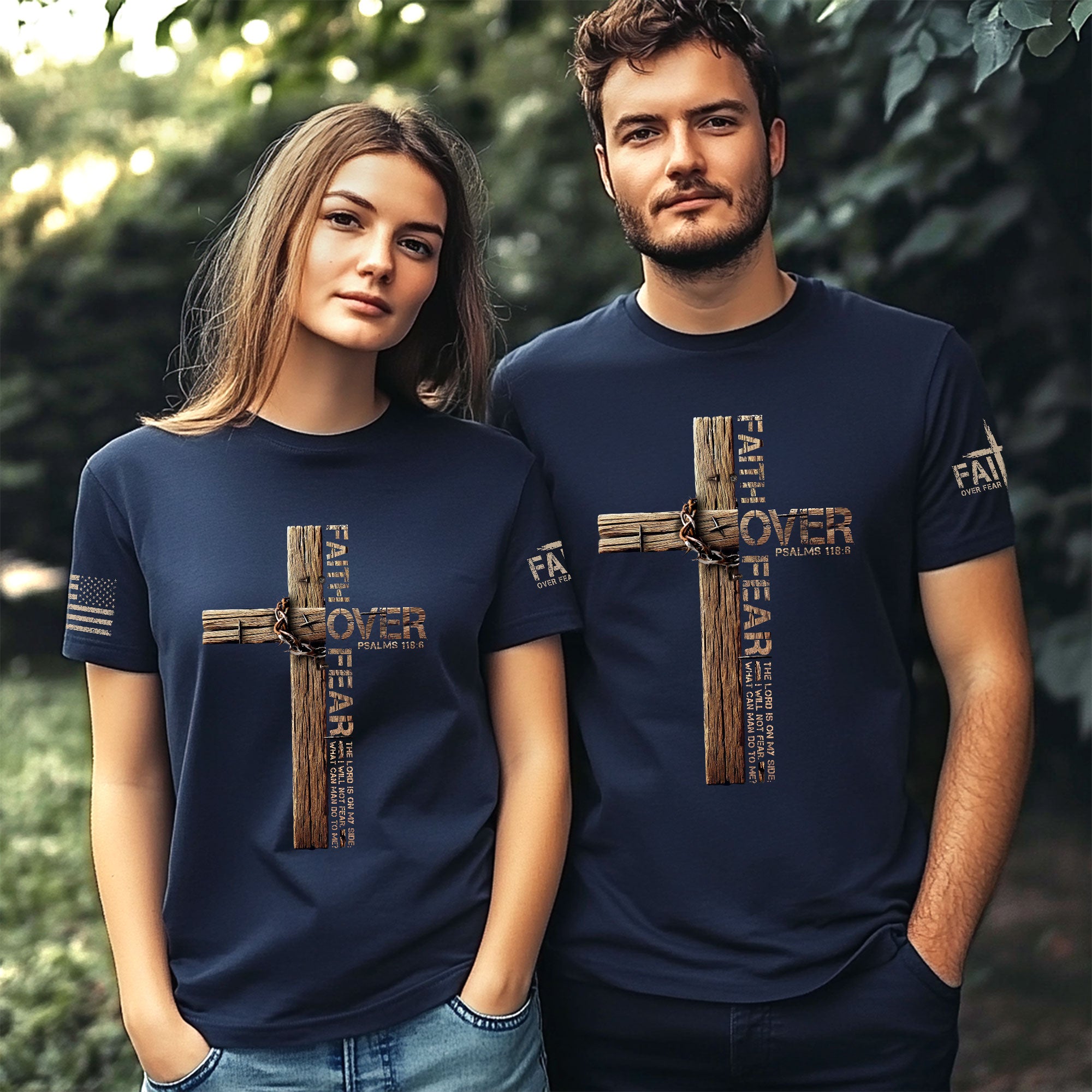 Christian Cross T-Shirt – Faith Over Fear Edition