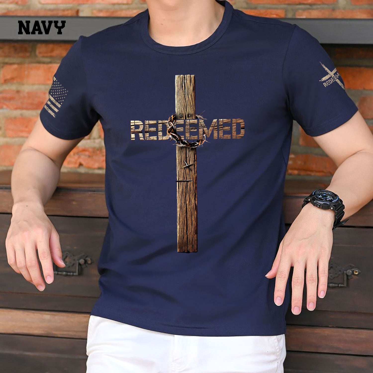 Redeemed T-Shirt – Wooden Cross Edition