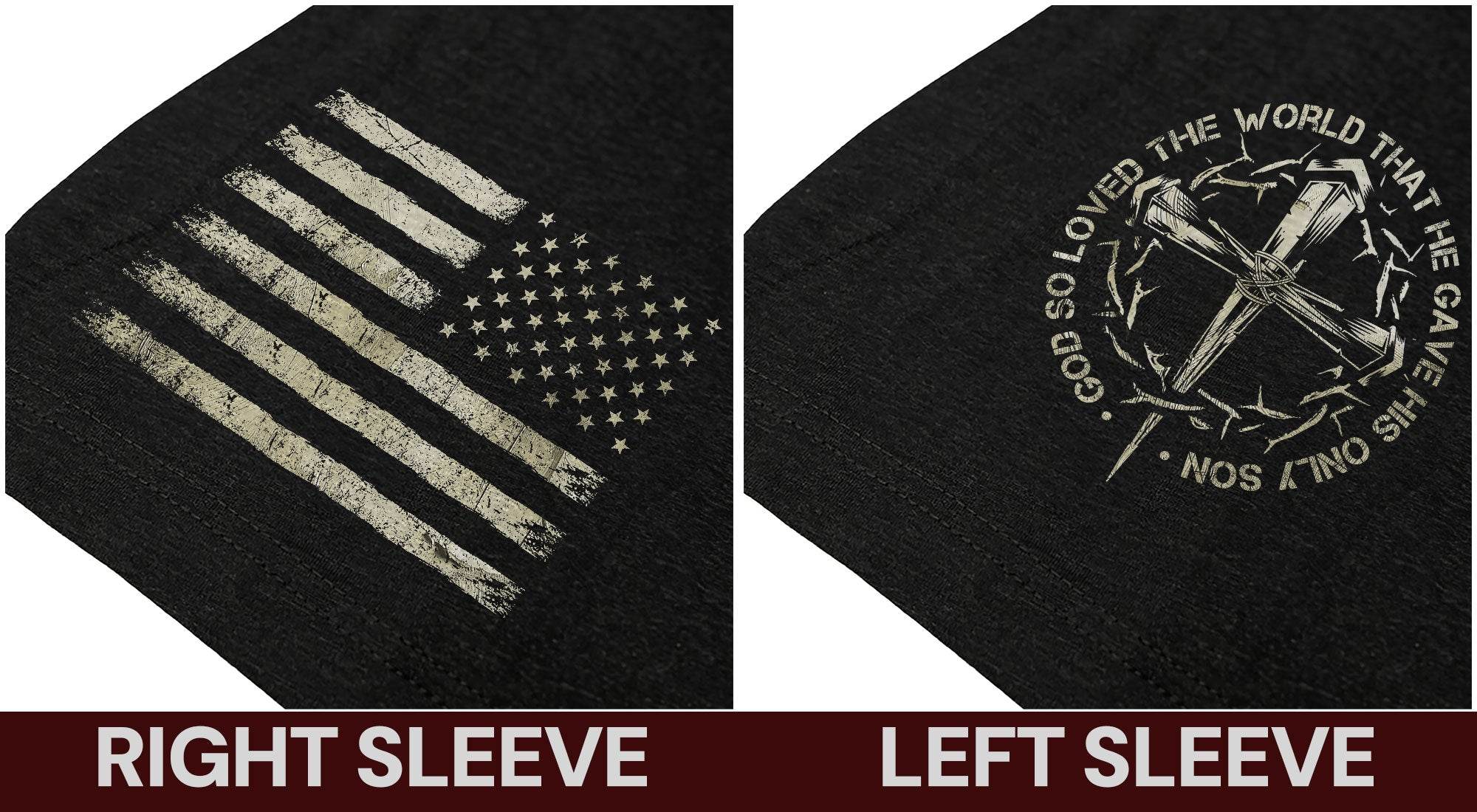God So Loved The World T-Shirt – Only Son Cross & Flag - Rust Field Wear