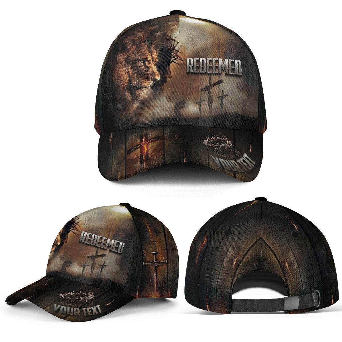 Redeemed by the Cross - Christian Lion & Customized Hat - Rust Field Wear