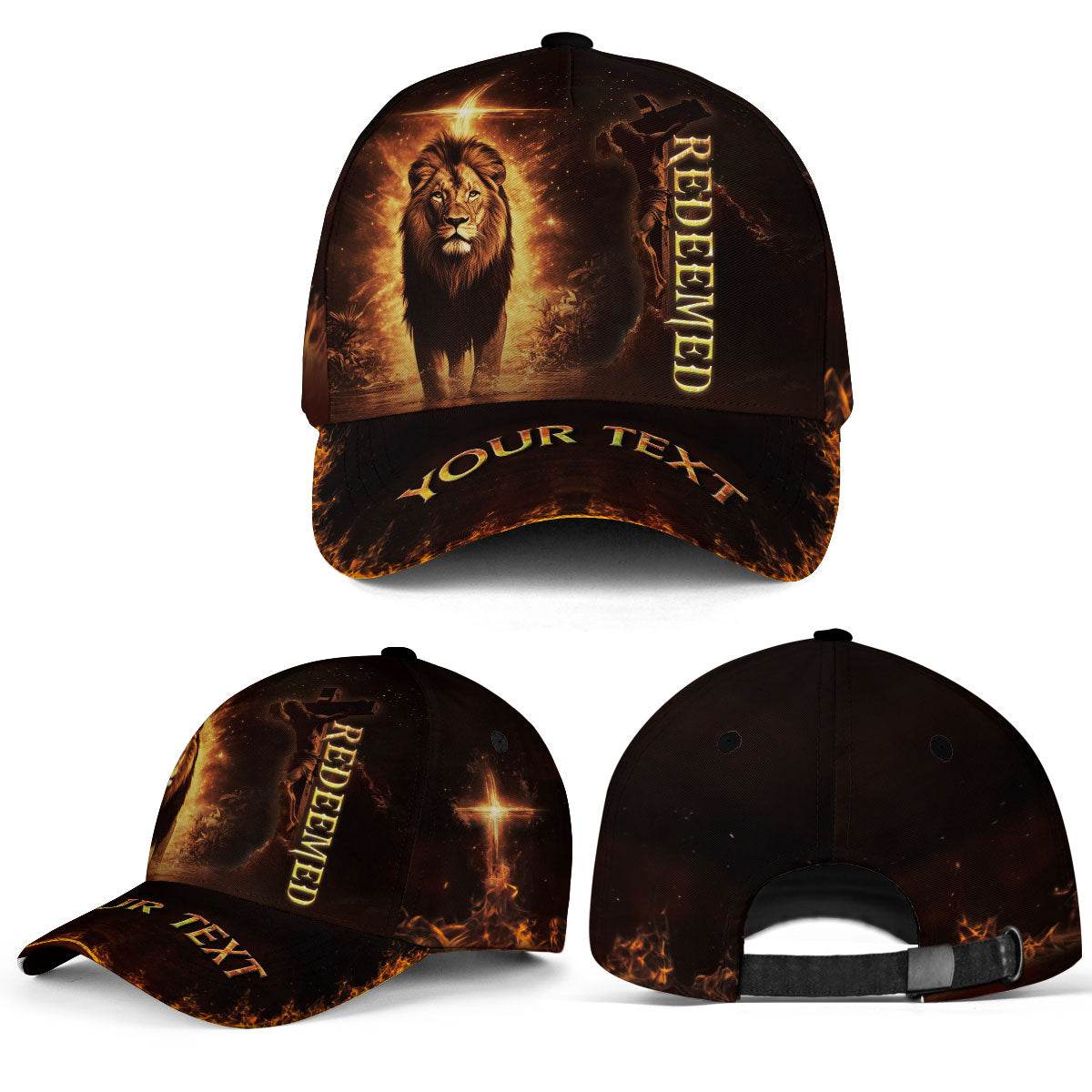 REDEEMED Lion of Judah Cap – Custom Christian Hat with Cross Design - Rust Field Wear