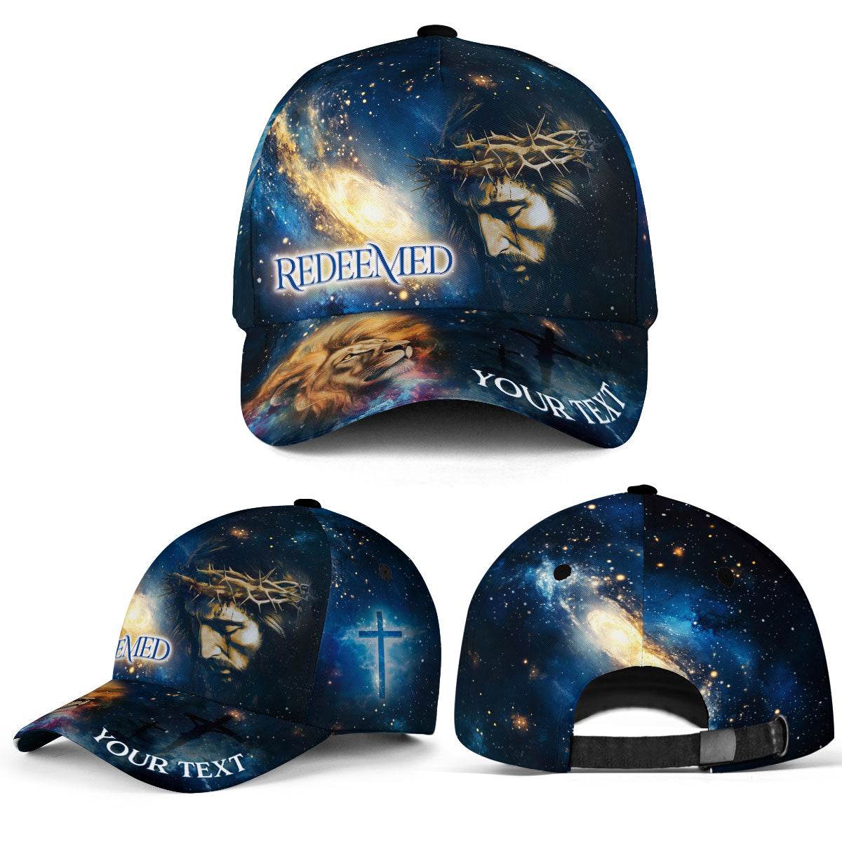 REDEEMED Galaxy Crown Cap – Christian Hat with Lion, Cross & Custom Text - Rust Field Wear