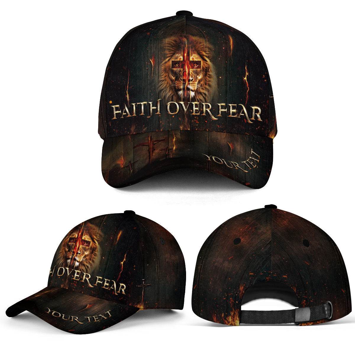 Faith Over Fear - Christian Lion Custom Hat - Rust Field Wear