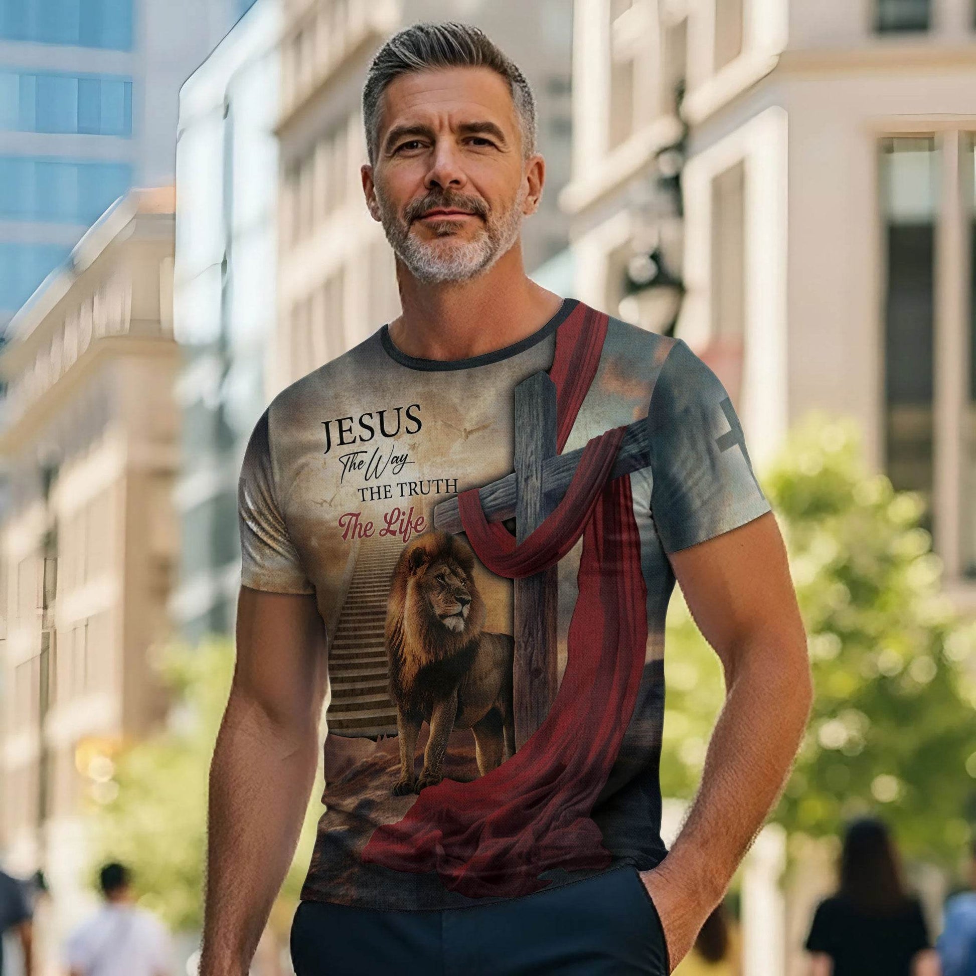 Christian Lion Of Judah Wilderness Tee – Jesus Is The Way (2 Side Version) - Rust Field Wear