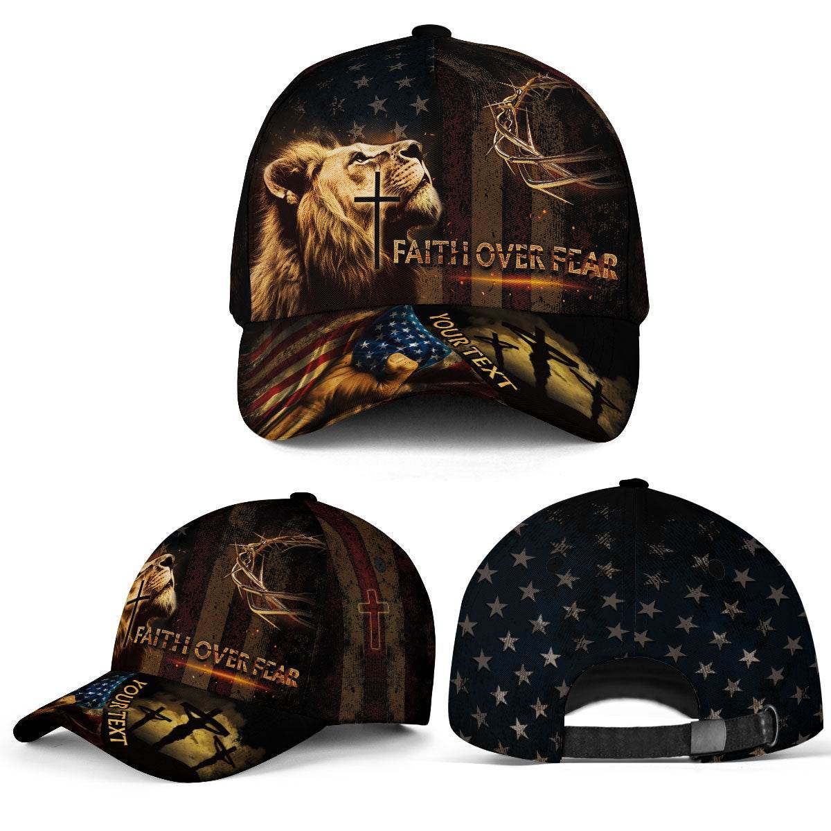 Custom Faith Over Fear Christian Hat - Rust Field Wear