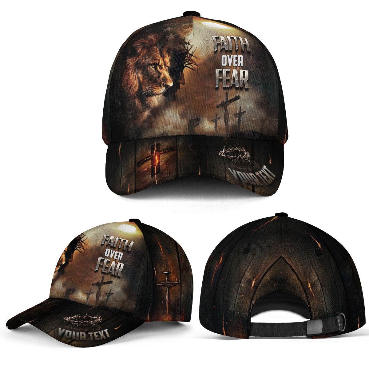 Custom Faith Over Fear Cross Hat - Rust Field Wear