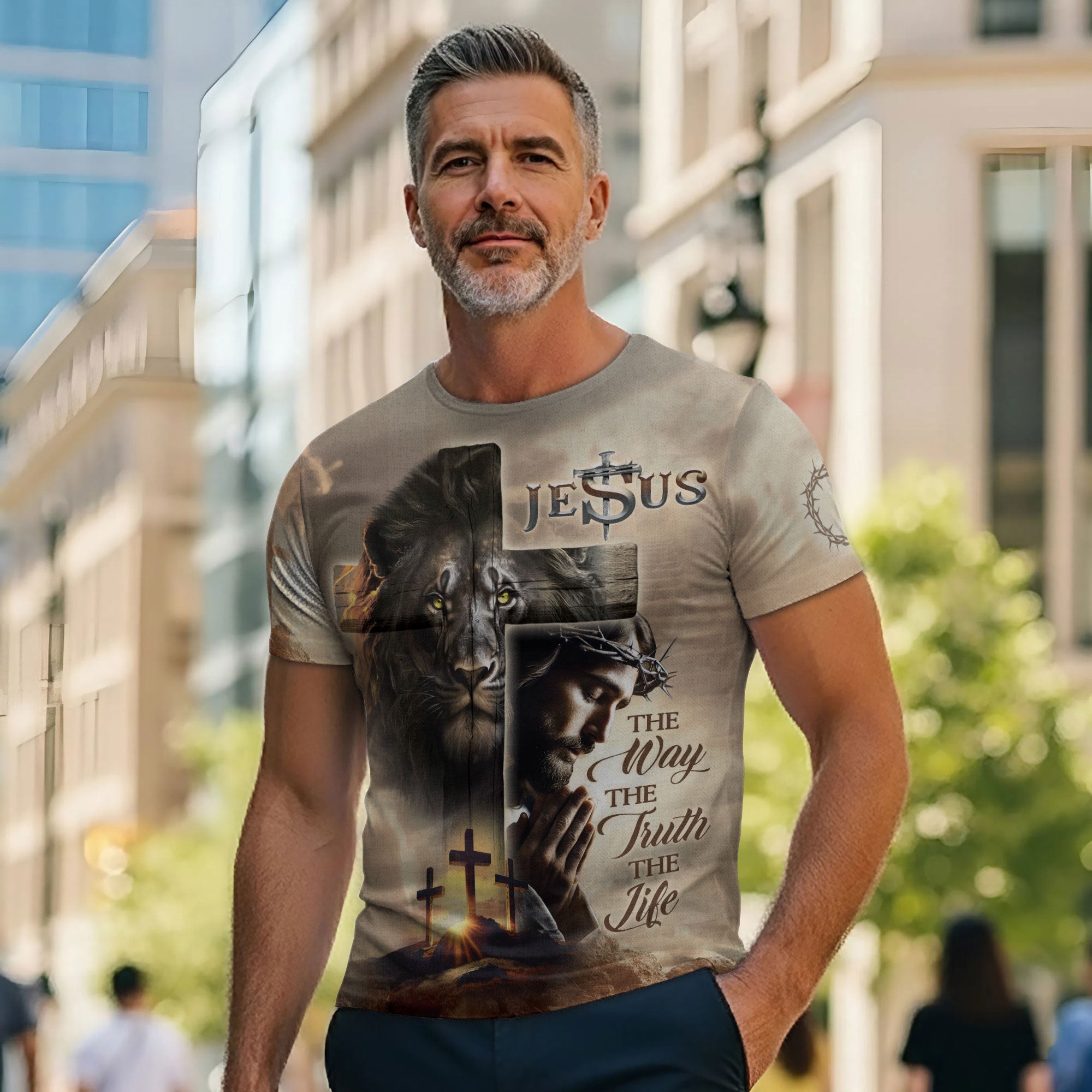 Lion Cross Resurrection Christian T-Shirt