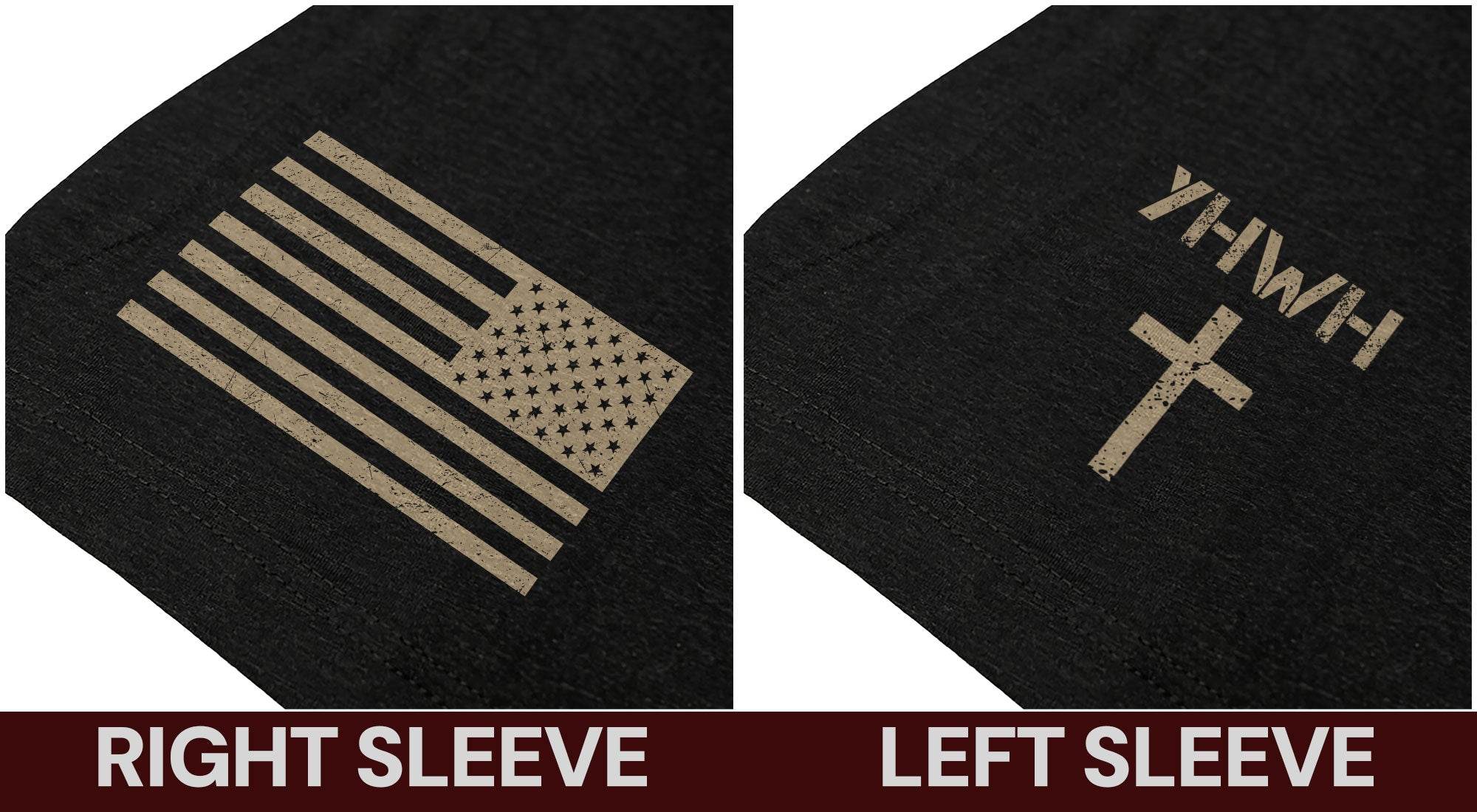 YHWH Cross & American Flag Christian T-Shirt - Rust Field Wear