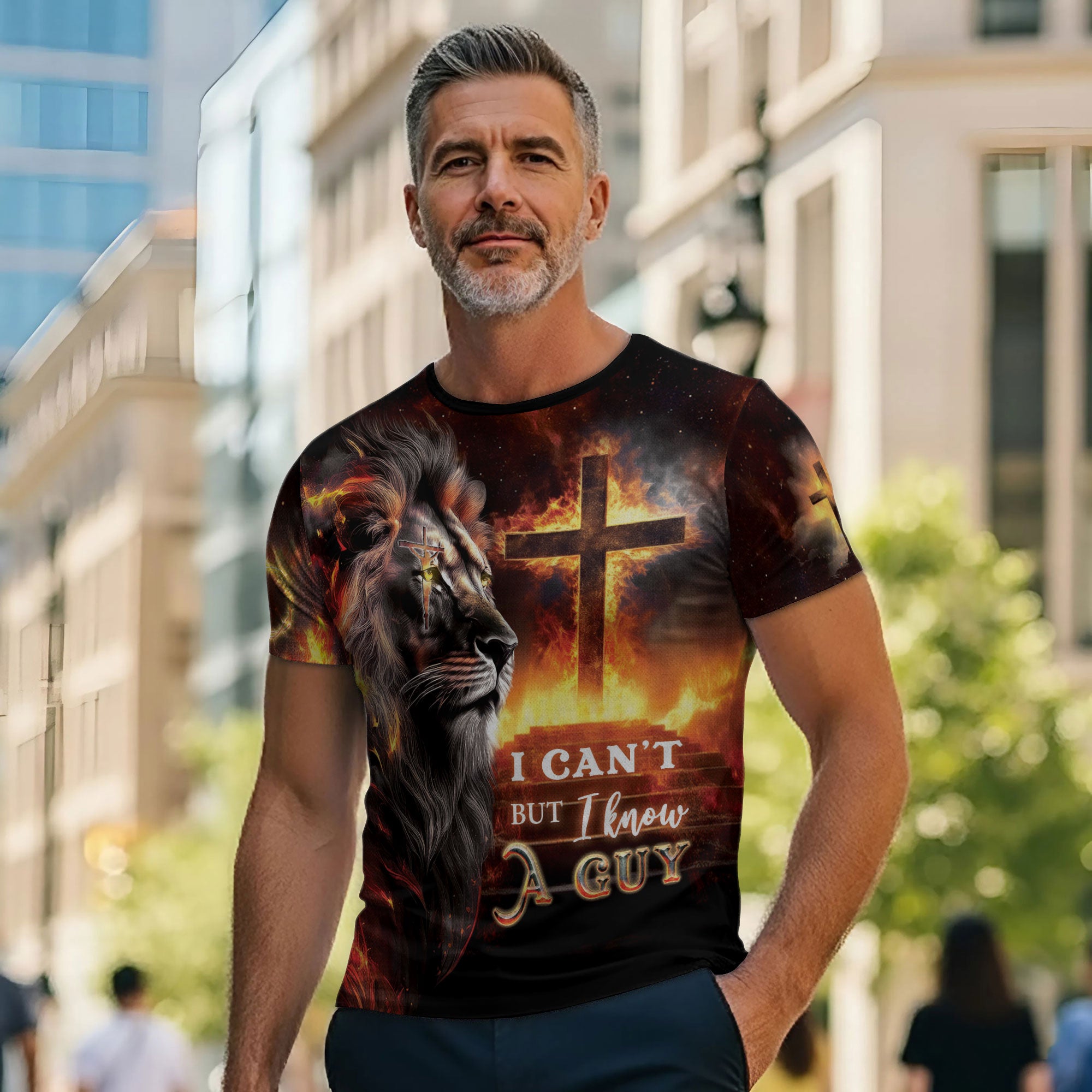 Strength From The Cross Philippians 4:13 Lion And Jesus T-Shirt