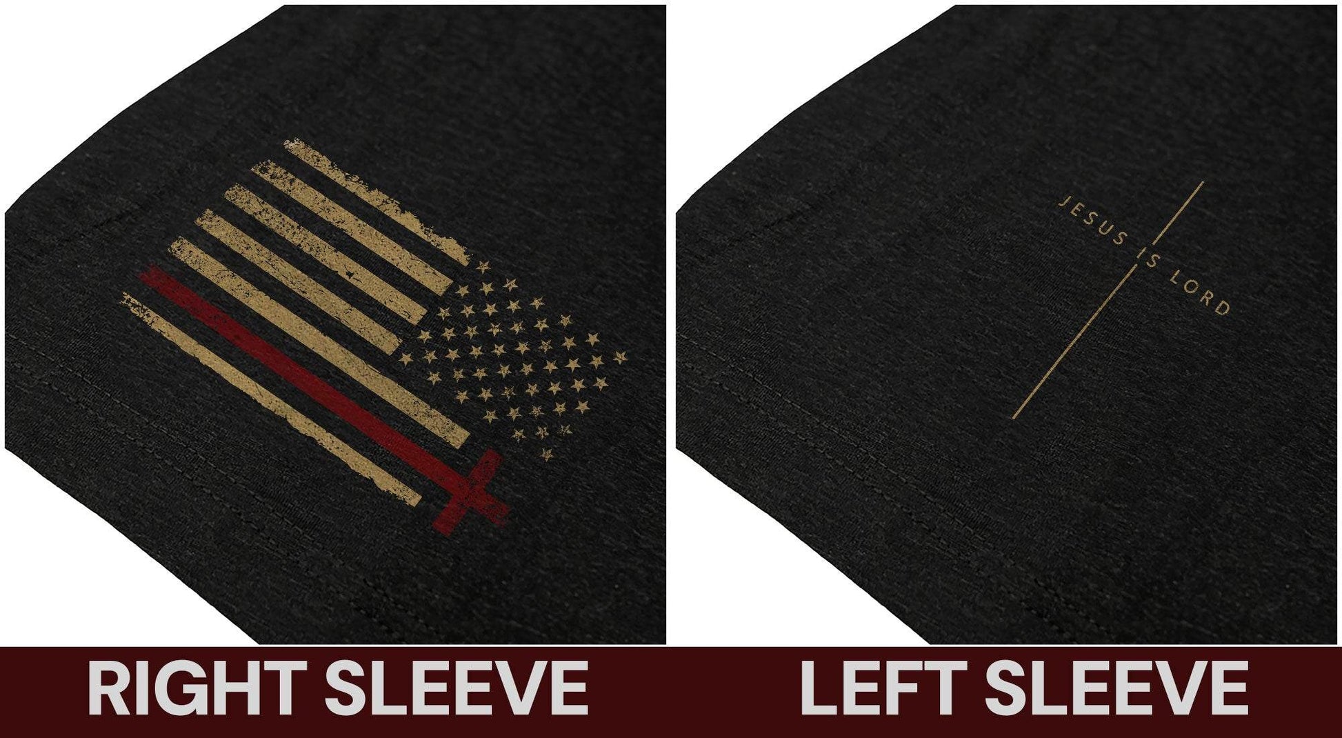 Jesus Is Lord Wooden Cross & American Flag T-Shirt - Rust Field Wear