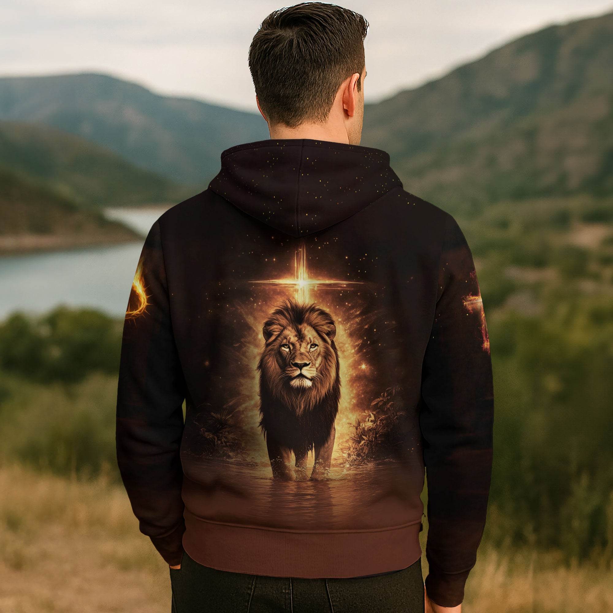 Authority Over The Storm "Faith Over Fear" Lion And Cross Hoodie