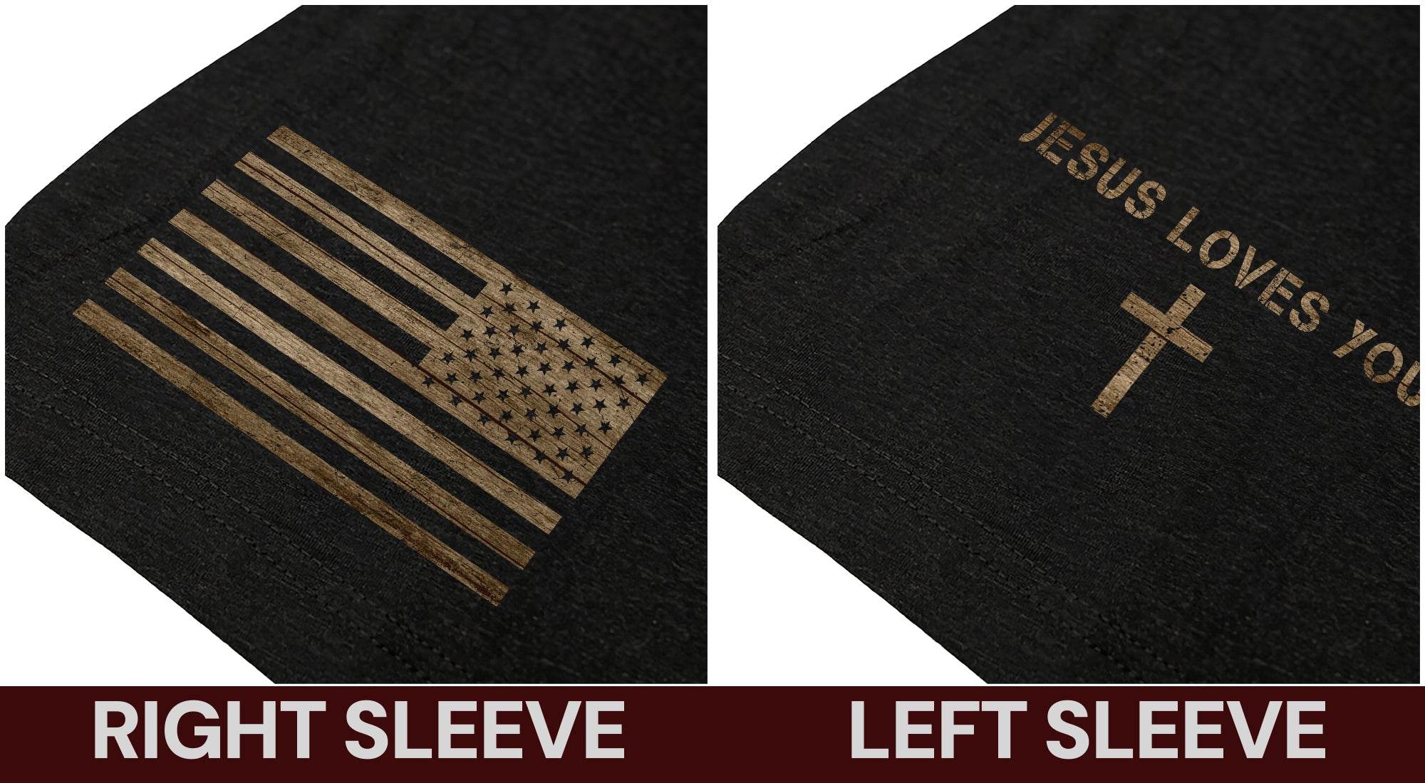 Jesus Loves You American Flag Cross Christian T-Shirt - Rust Field Wear